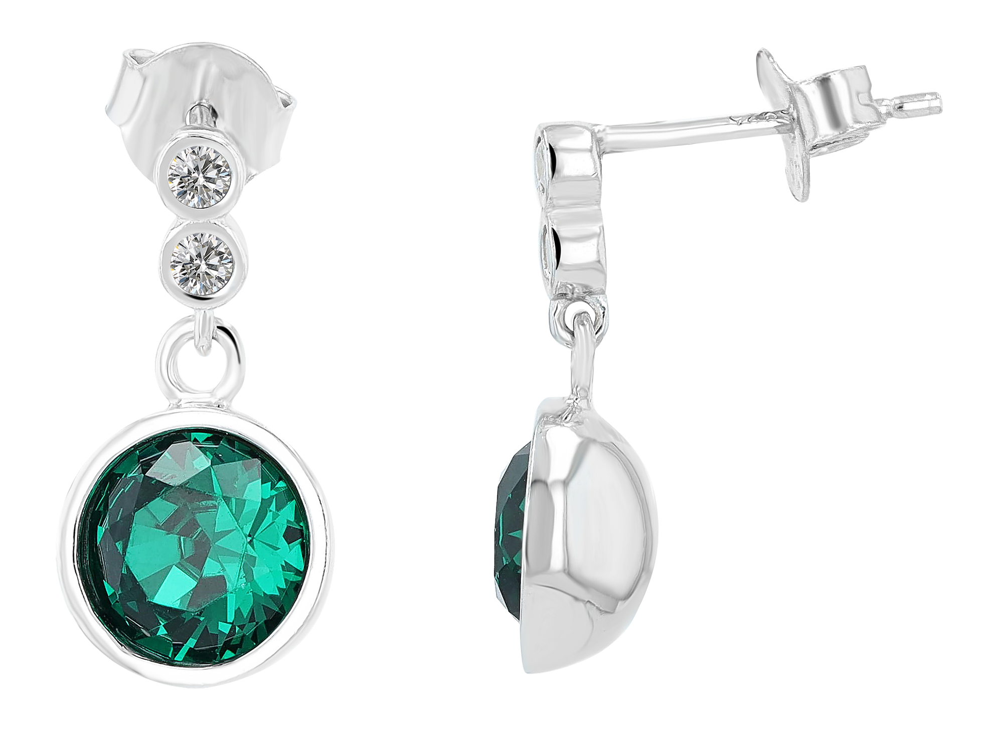 "Kristin" 925/- Echt Silber Ohrhänger, silberfarben mit Zirkonia (grün)
