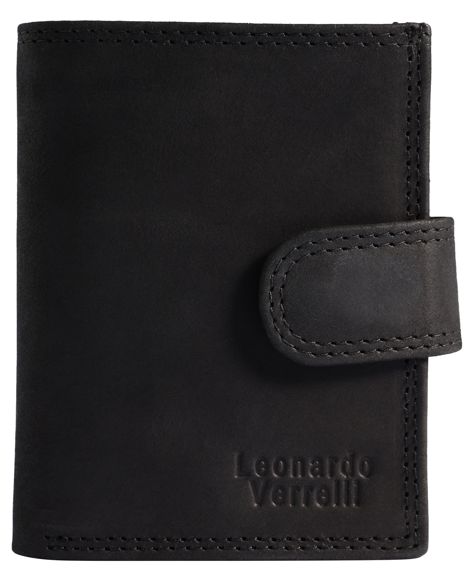 Leonardo Verrelli Echtleder (vintage) Geldbörse mit Pop-up-Kartenhalter, RFID, schwarz