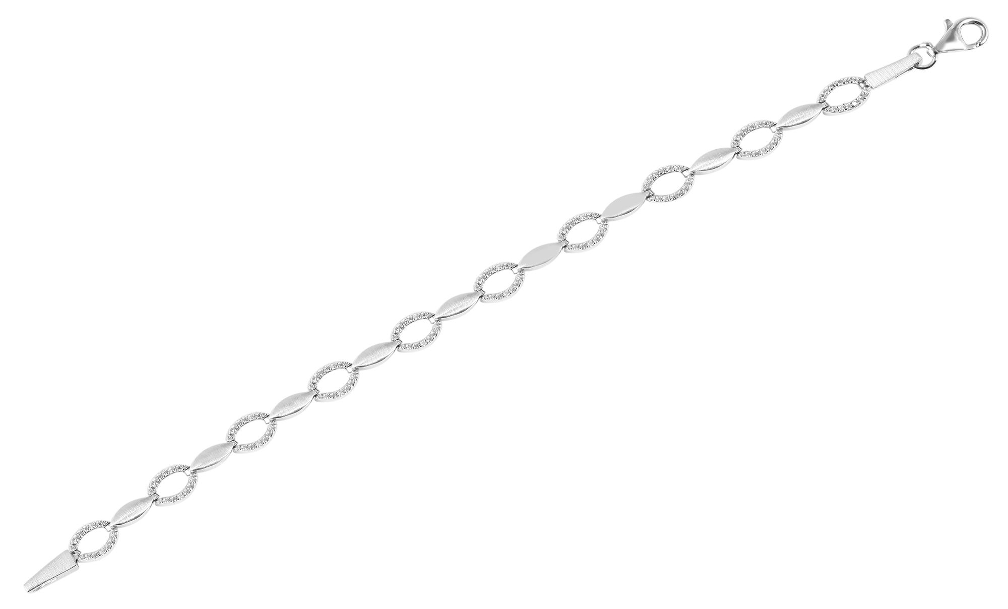 925/- Echt Silber Armband "Aria" mit Zirkoniabesatz, matt/poliert, 925/rhodiniert