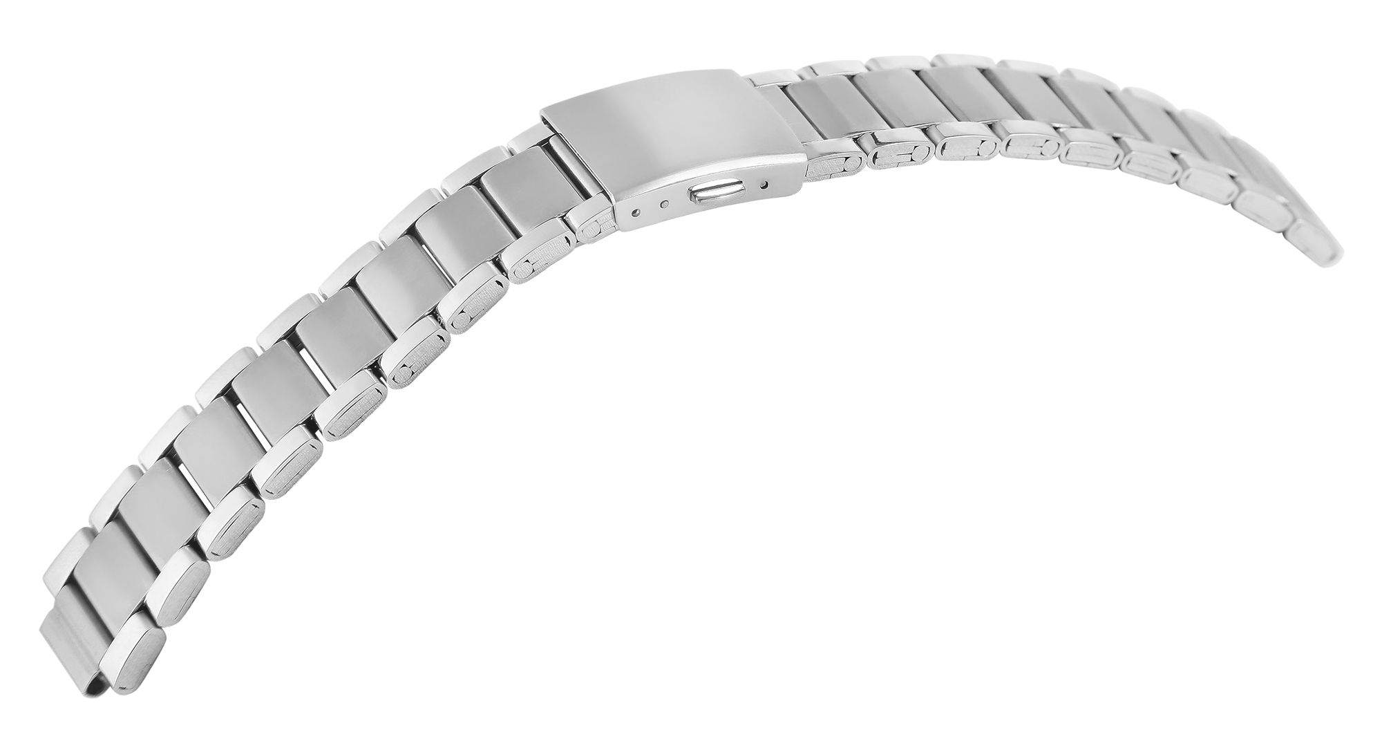 Edelstahl-Uhrenarmband mit Faltschließe, silberfarben, 24 mm