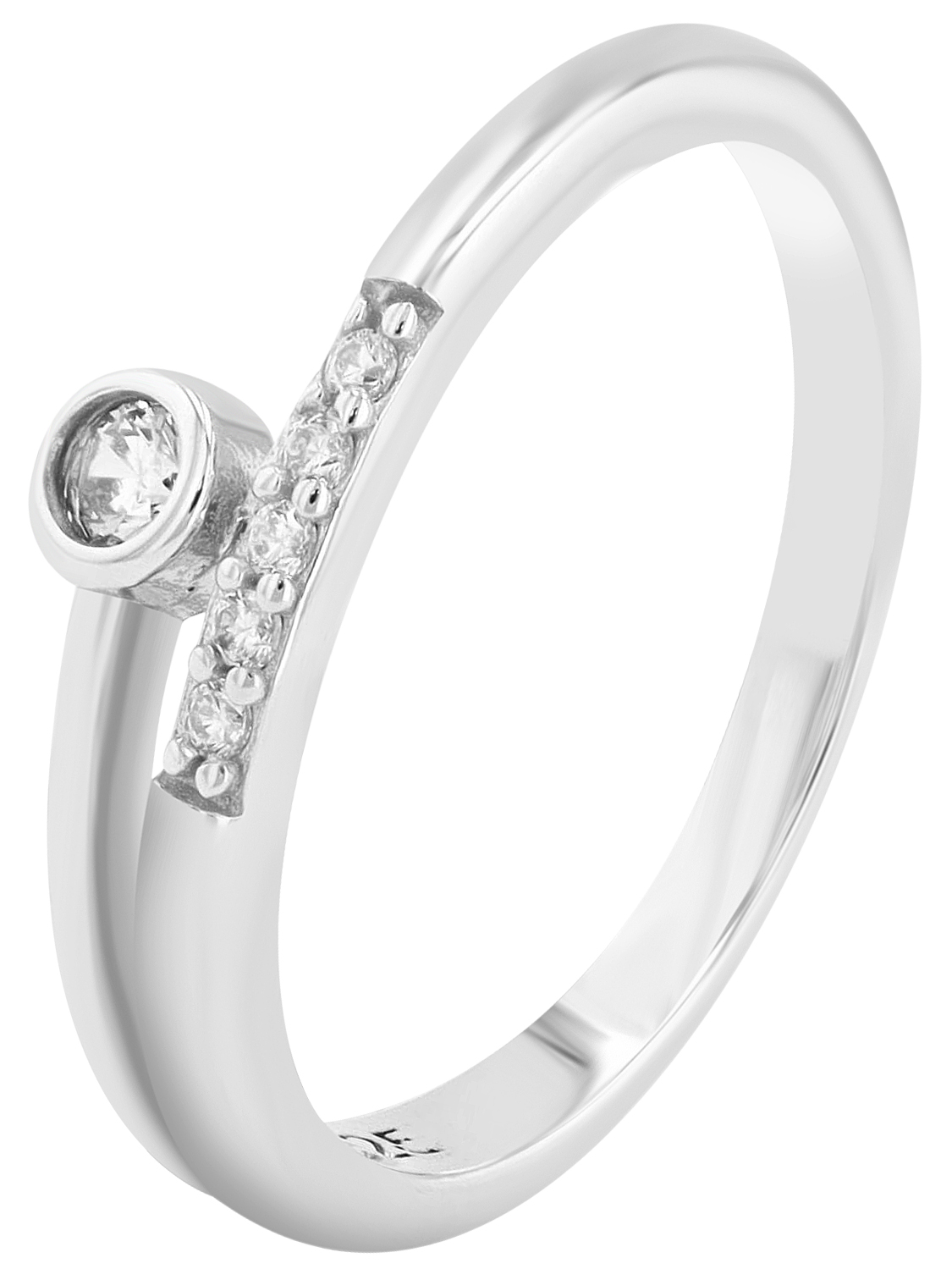 "Madeline" 925/- Echt Silber Ring, Zirkoniabesatz, rhodiniert, Gr. 54