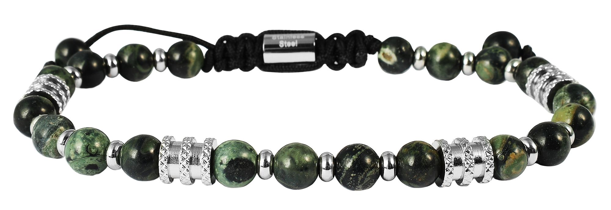 "Svend" - Kugelarmband mit Natursteinen "Onyx" und Edelstahlelementen