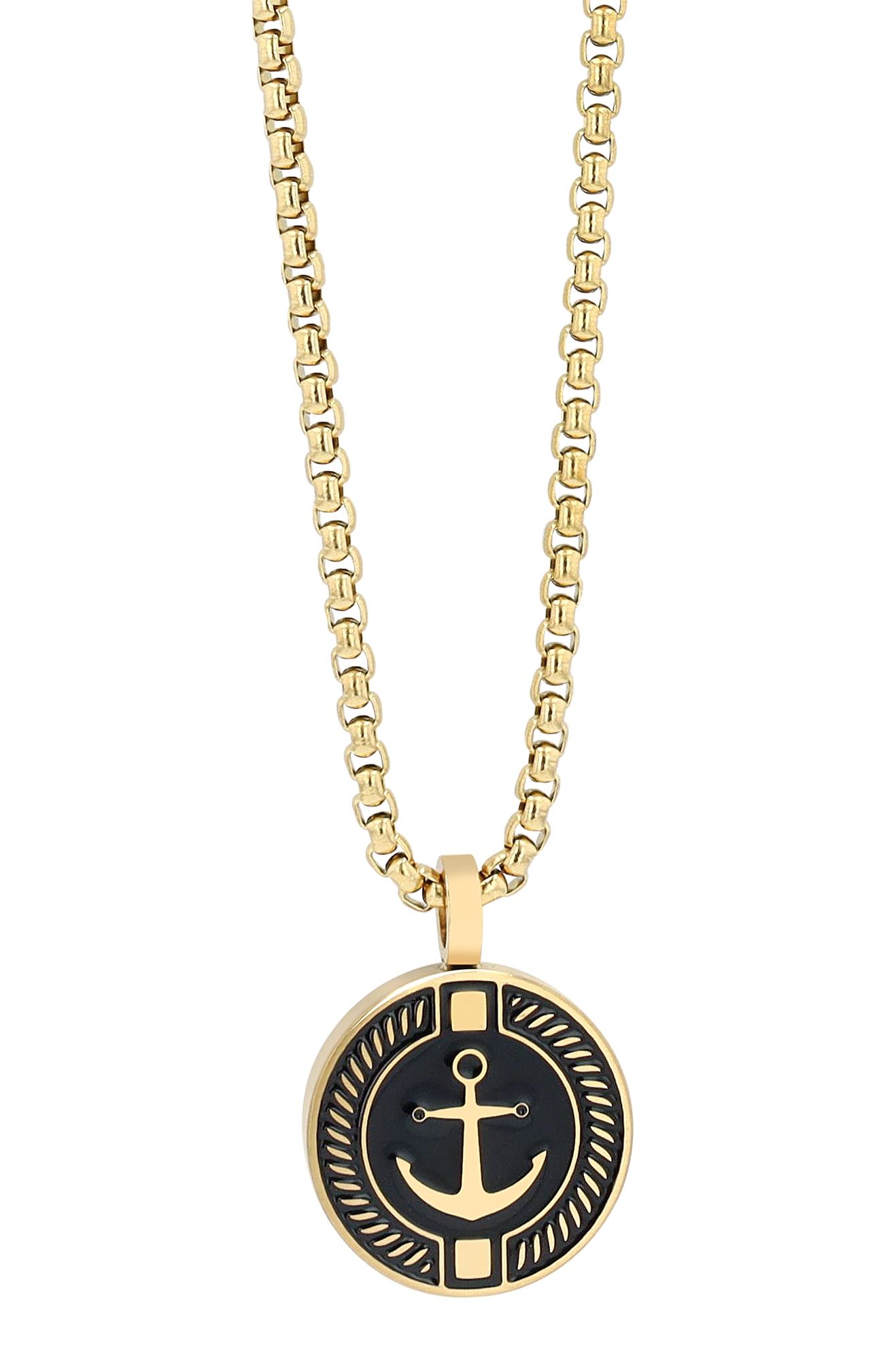 "Damir", Unisex Edelstahlkette, Anker, 60 cm, goldfarben/schwarz