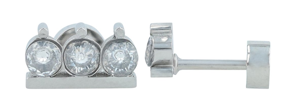 "Suma", Edelstahl Ohrstecker/-piercing, Zirkonia
