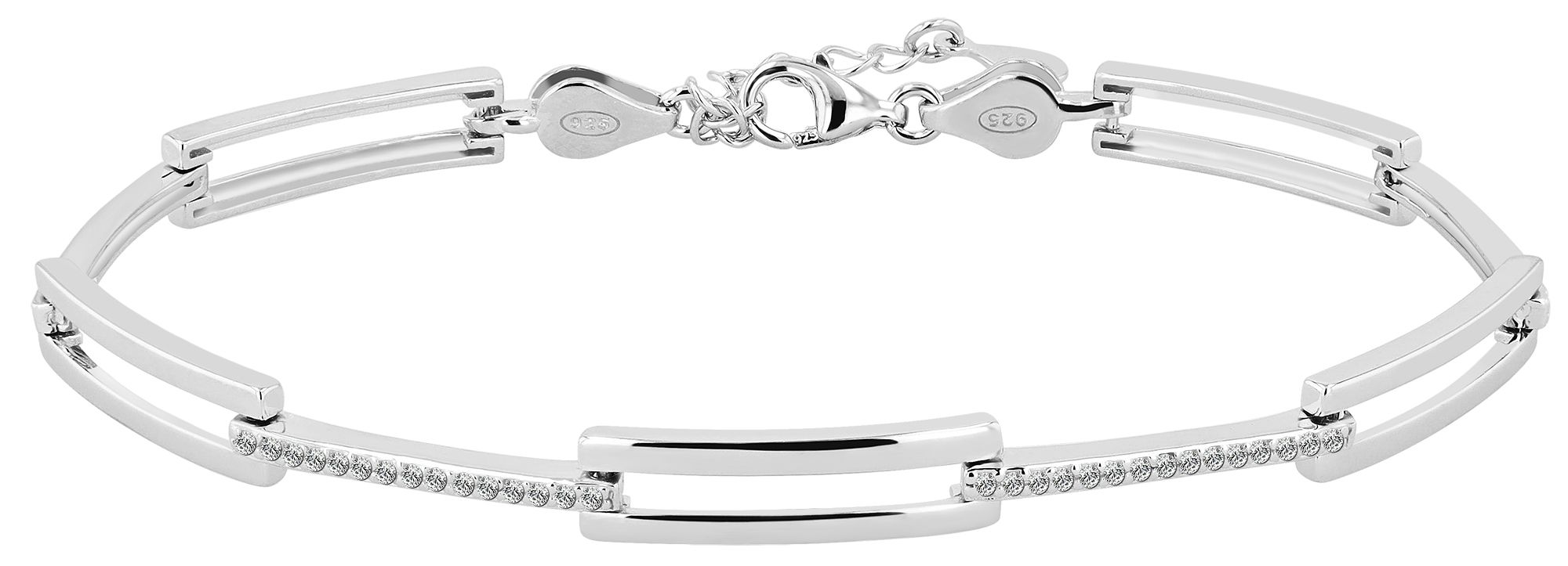 925/- Echt Silber Armband "Elettra", Zirkoniabesatz, rhodiniert