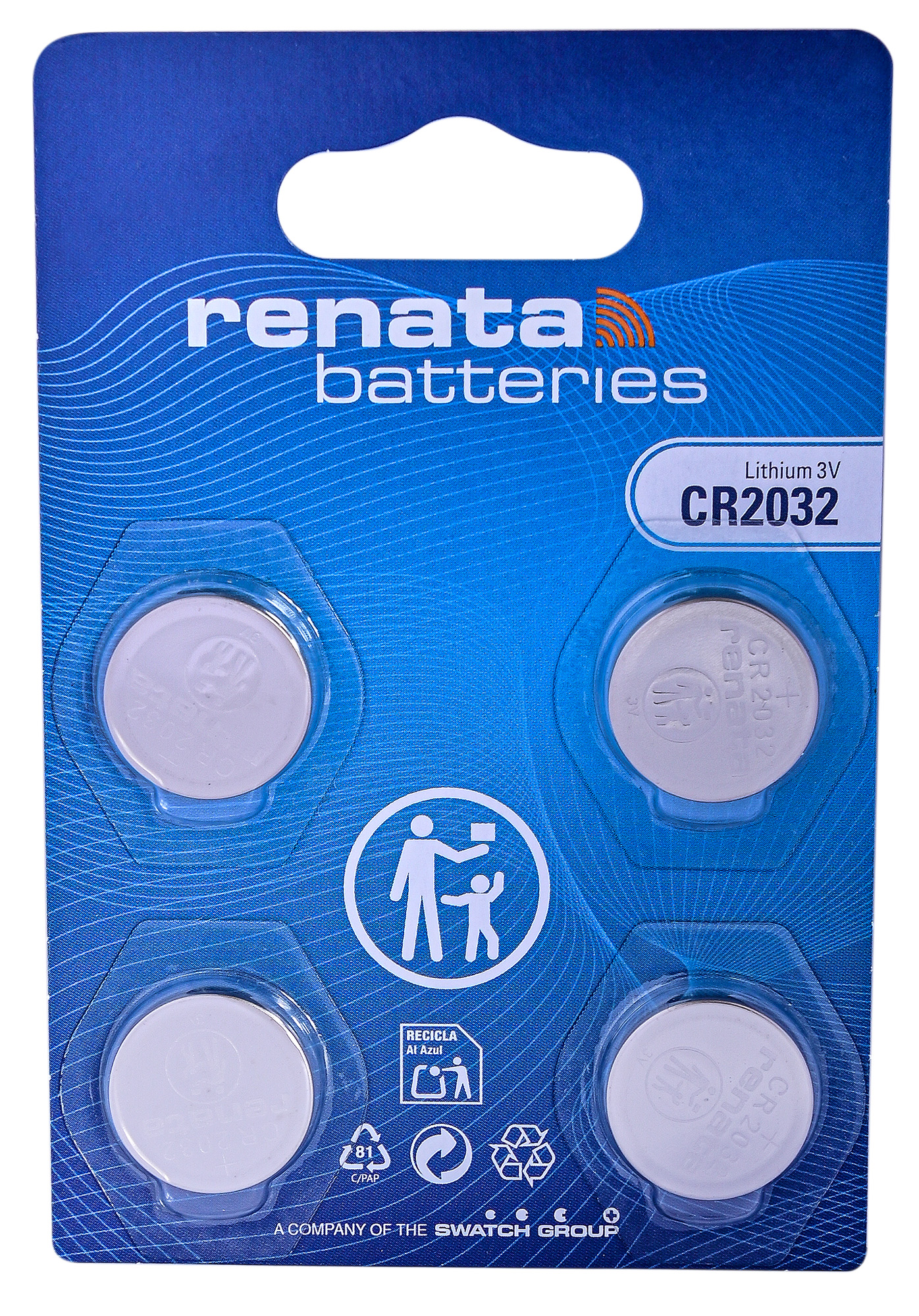 4 Stück Renata Lithium Batterie, 3V , (Li/Mn02) CR2016, CR2025, CR2032