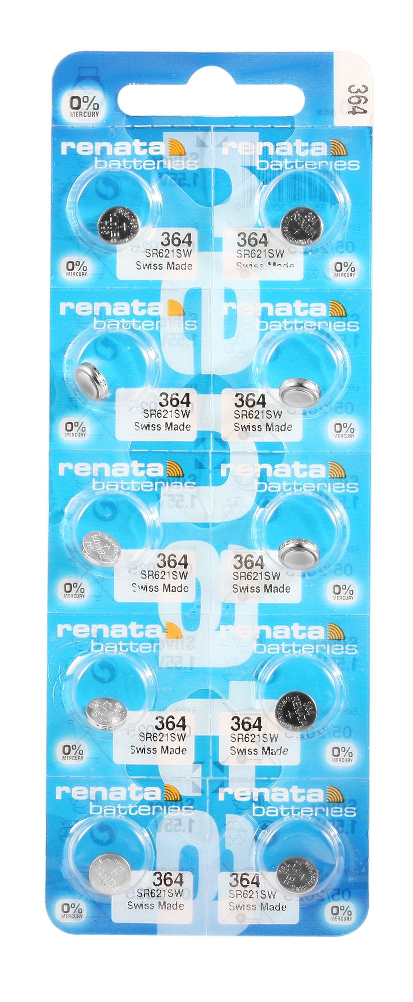 RENATA Silberoxid-Knopfzellen, 0% Quecksilber, 10er Blister, R364 (SR621SW), 1,55 V
