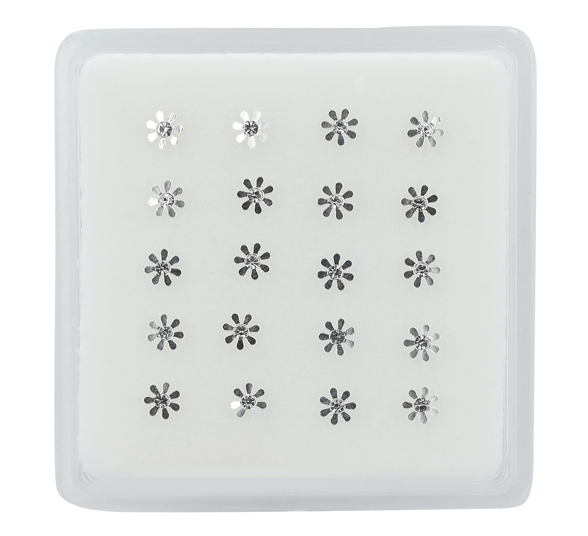 "Voline" I-förmiger Nasenstecker/ Nasenpiercing , 925/- Echt Silber, rhodiniert, Blüte, VE-20 Stück