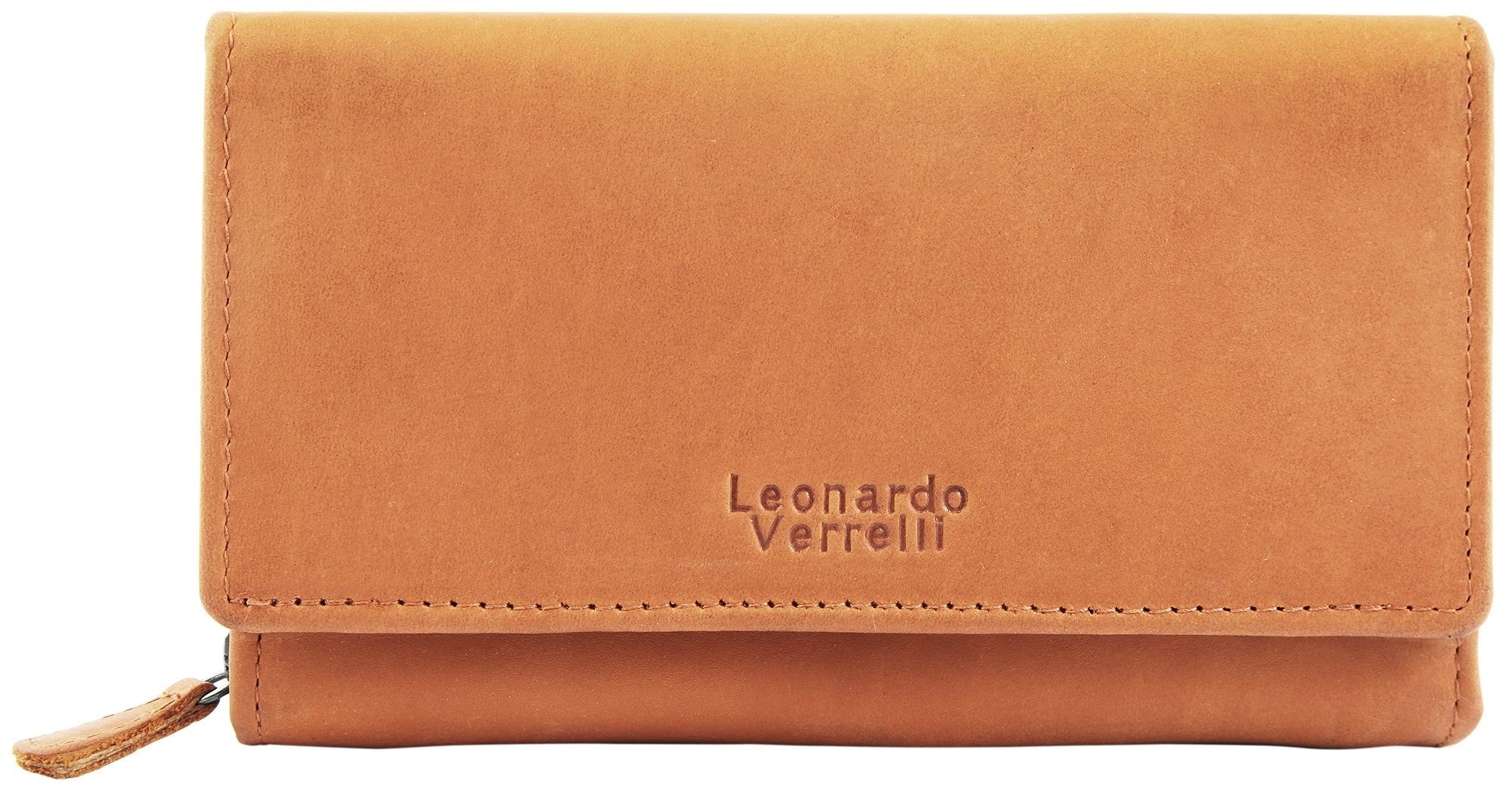 Leonardo Verrelli Echt Leder Geldbörse in cognac, RFID
