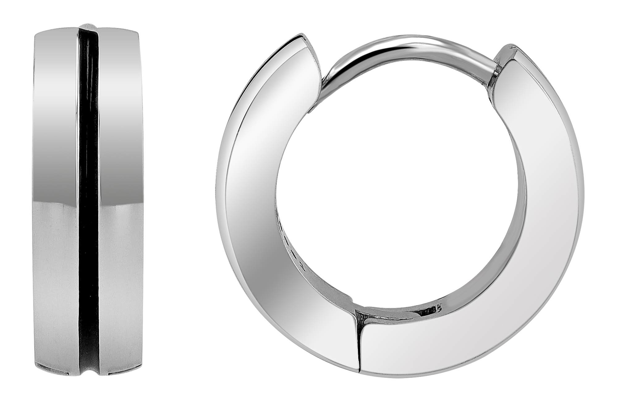 "Thane" Edelstahl Creolen Ø 8,5 mm, bicolor (silberfarben/ schwarz)