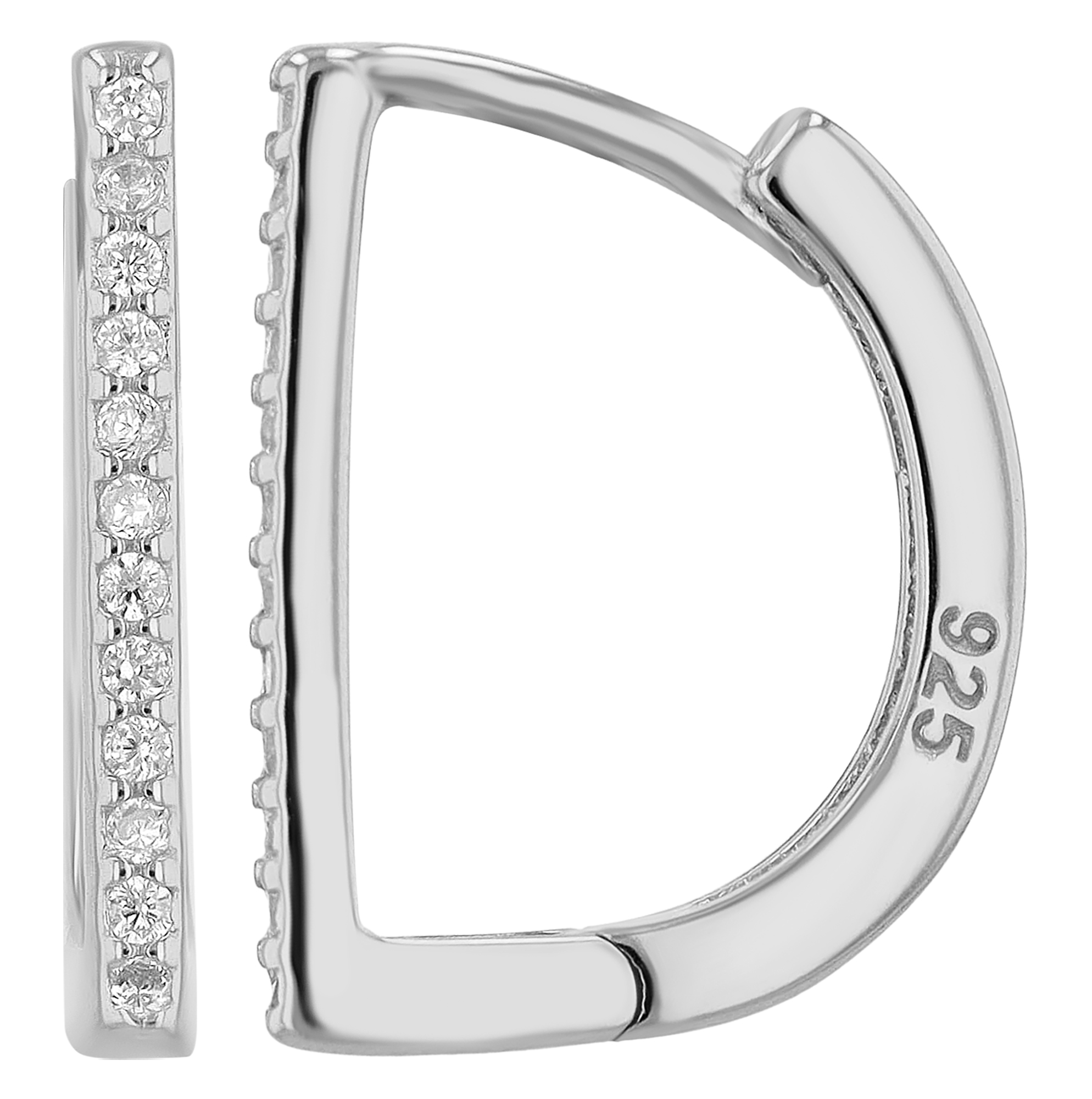 "Marielle" 925/- Echt Silber Creolen, Zirkonia, silberfarben rhodiniert