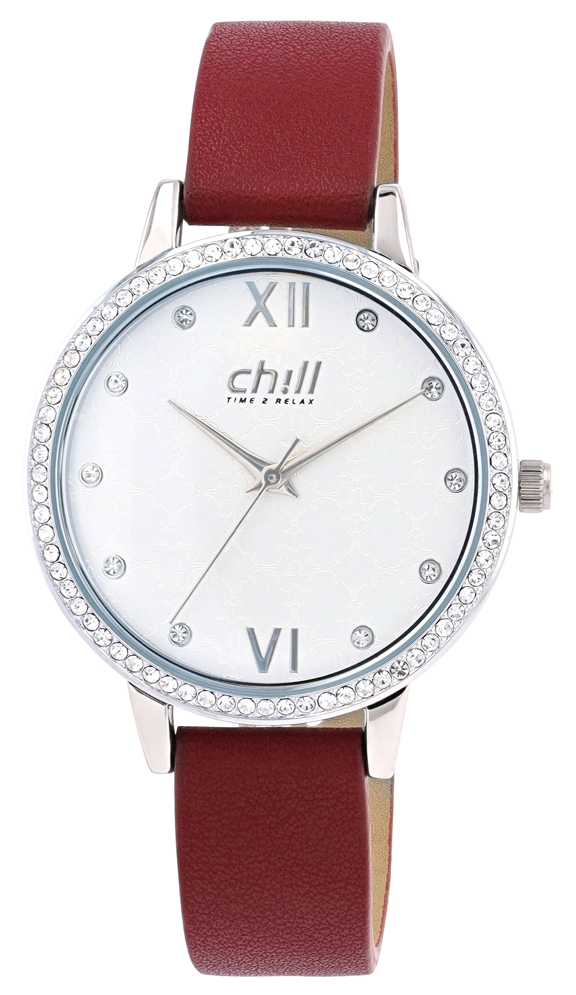 Chill, Damenuhr mit Lederimitat, Ø 36 mm, Simili, rosa/ silberfarben