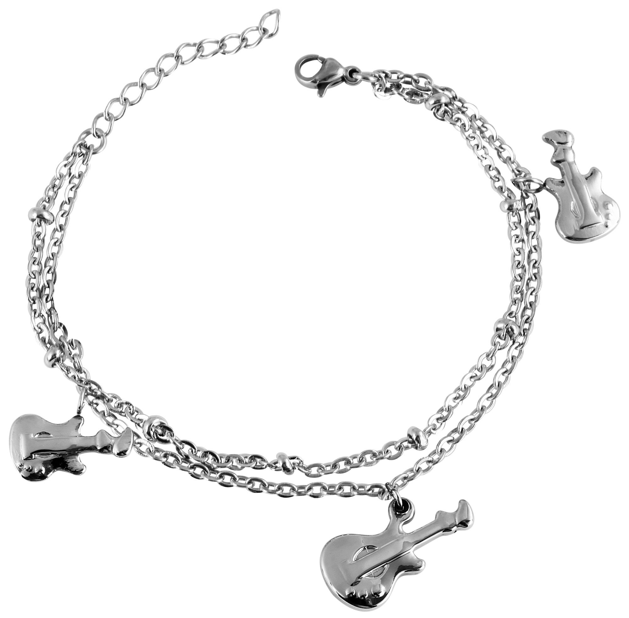 Akzent Armband aus Edelstahl, Gitarre, silberfarben