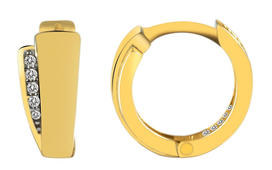333/- Gold "Geysa", Klapp-Creolen, Zirkoniabesatz, Gelbgold, 8 Karat