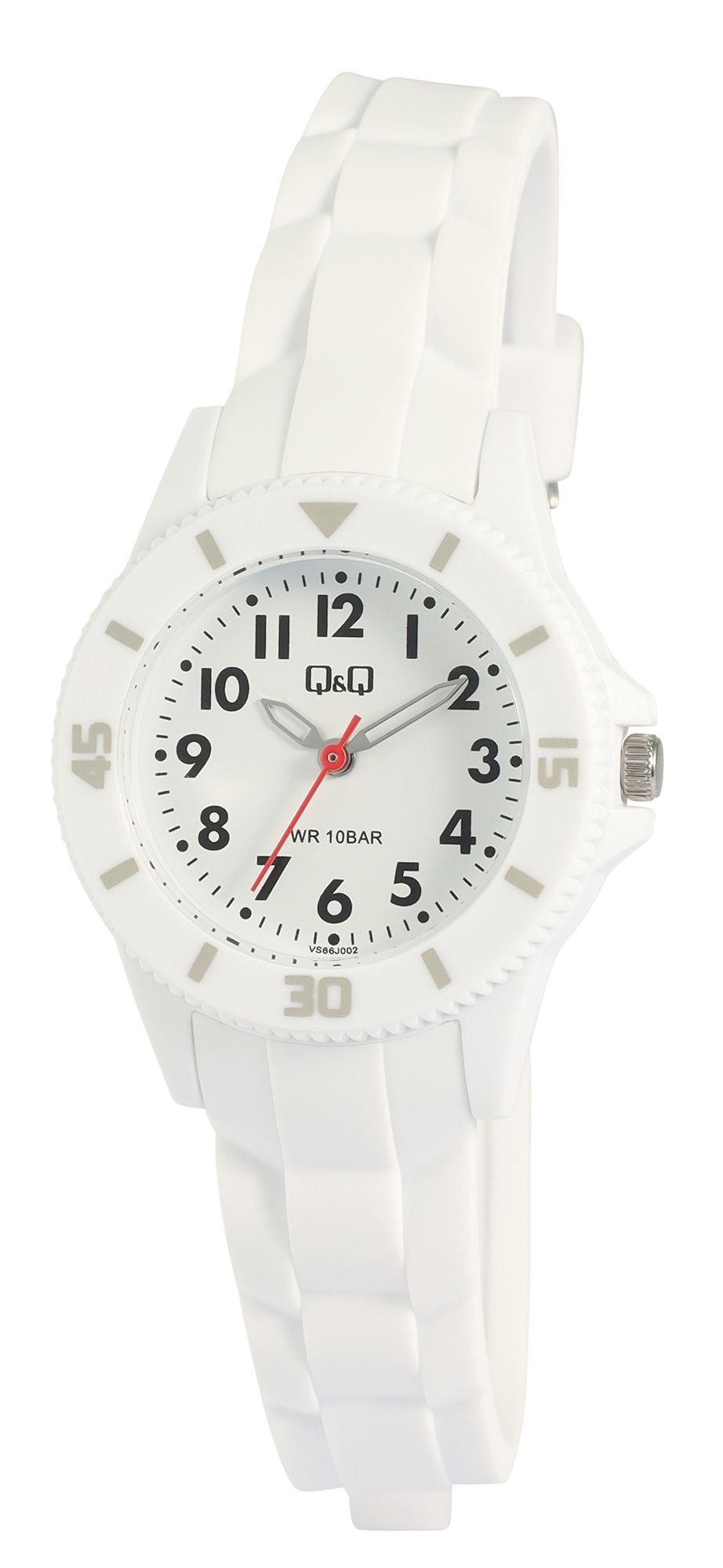 Q&Q Kinder-/Jugenduhr mit Resinband, Ø 30 mm, weiß
