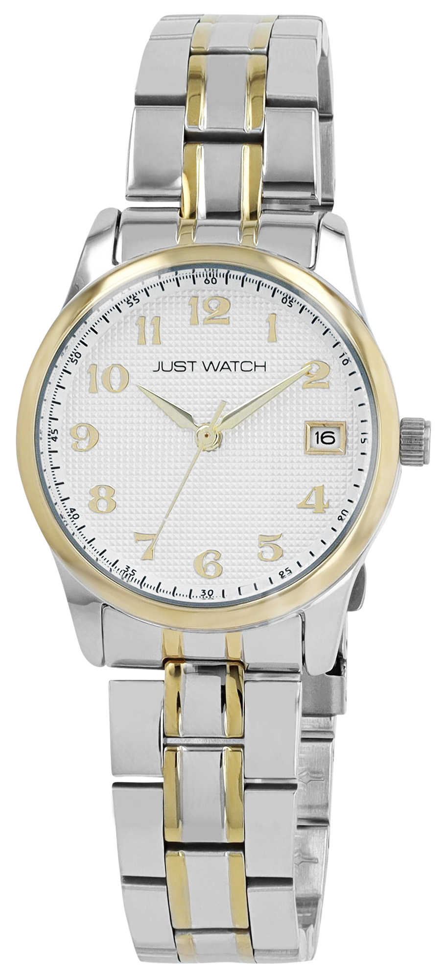 JUST WATCH Damenuhr "Ava" mit Edelstahlarmband, Ø 31 mm, 5 ATM, bicolor (silberfarben/ goldfarben)/ silberfarben