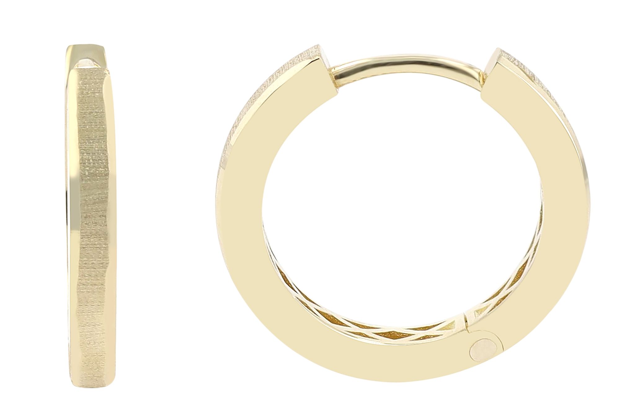 333er Gold Klapp-Creolen "Elestria", Gelbgold, 8 Karat, poliert/texturiert