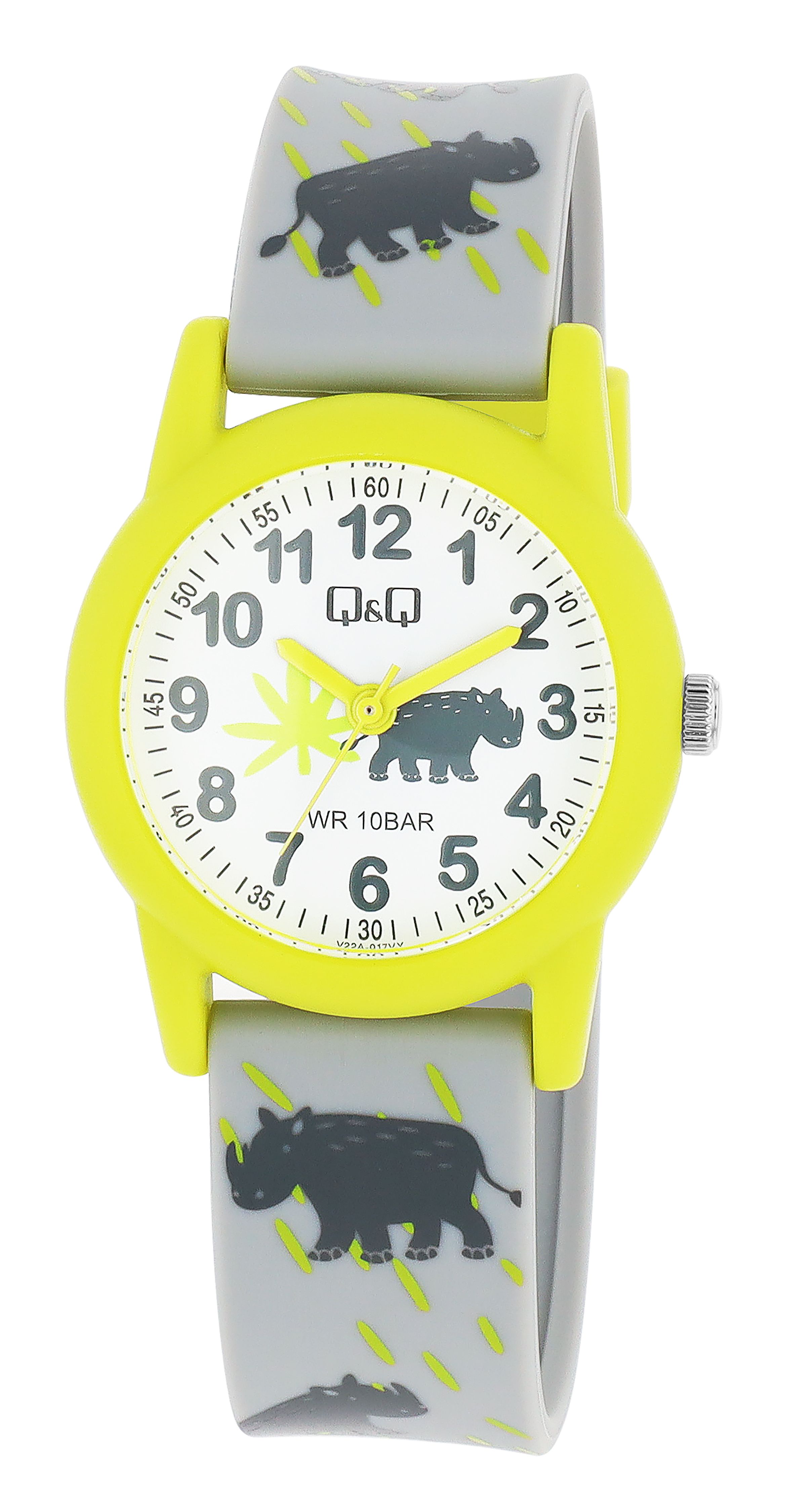 Q&Q Kinderuhr mit Silikonarmband, "Nashorn/ Safari", 10 Bar