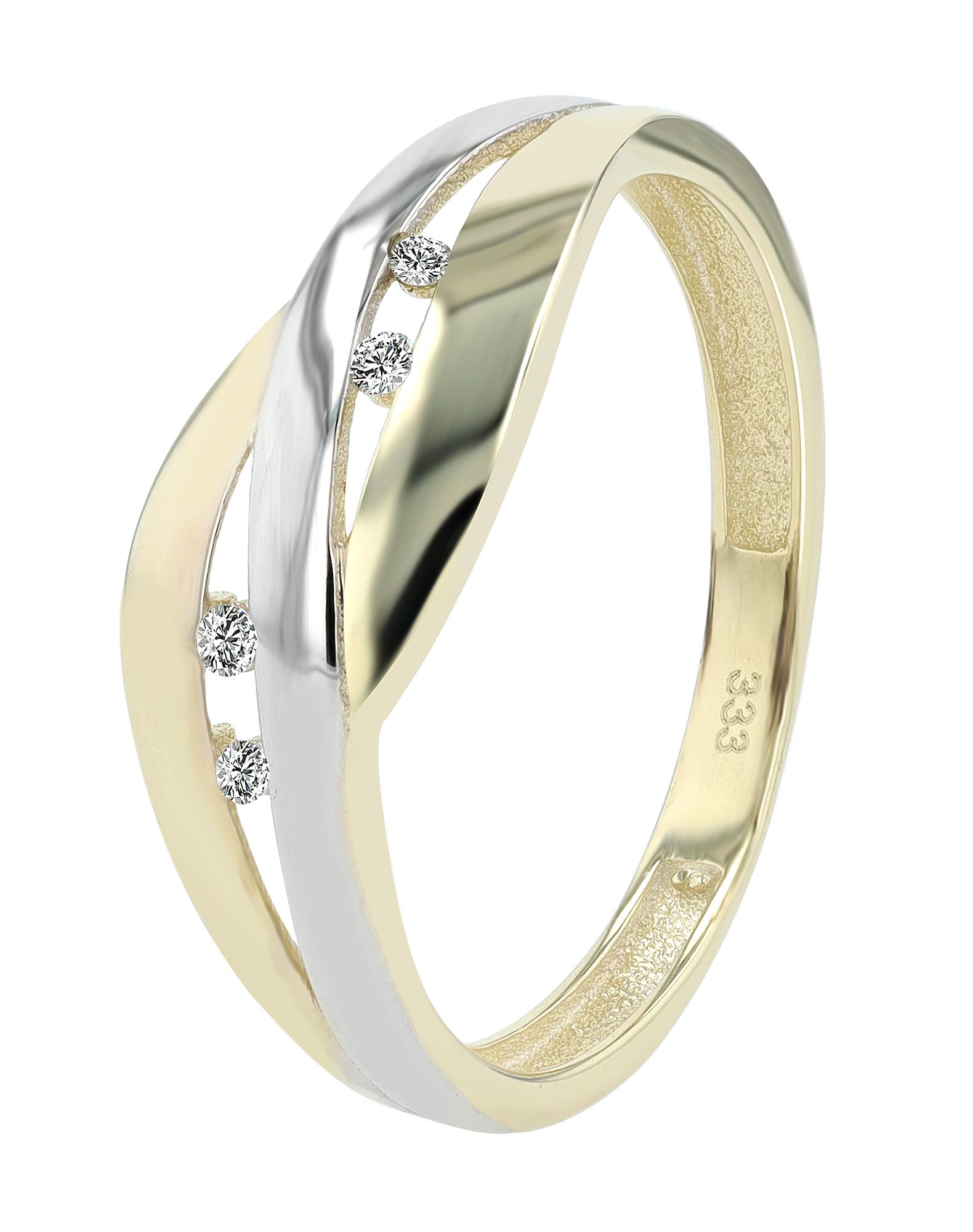 333/- Gold Ring "Velma" mit Zirkonia, 8 Karat, Gelb- und Weißgold, Gr. 52