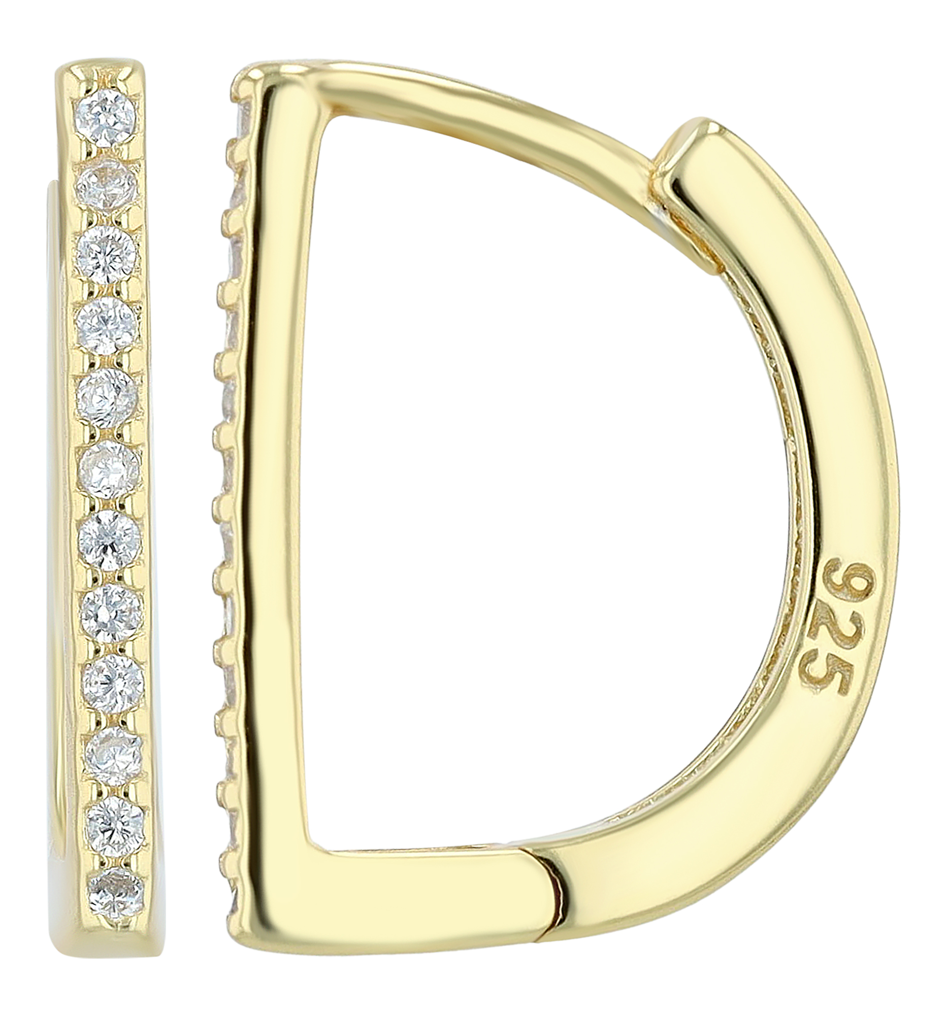 "Marielle" 925/- Echt Silber Creolen, Zirkonia, vergoldet