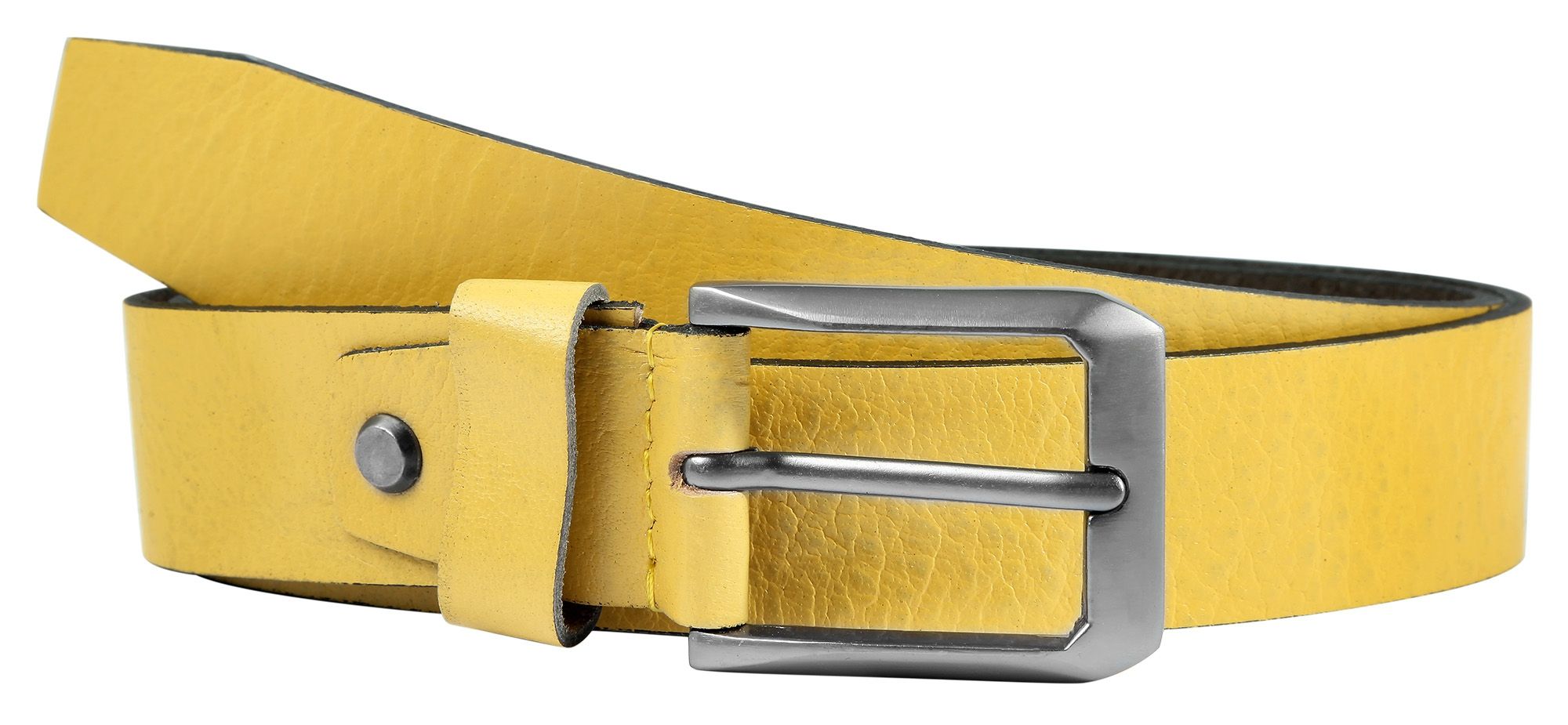 Leonardo Verrelli Echtleder Gürtel, kürzbar, gelb, 105 cm