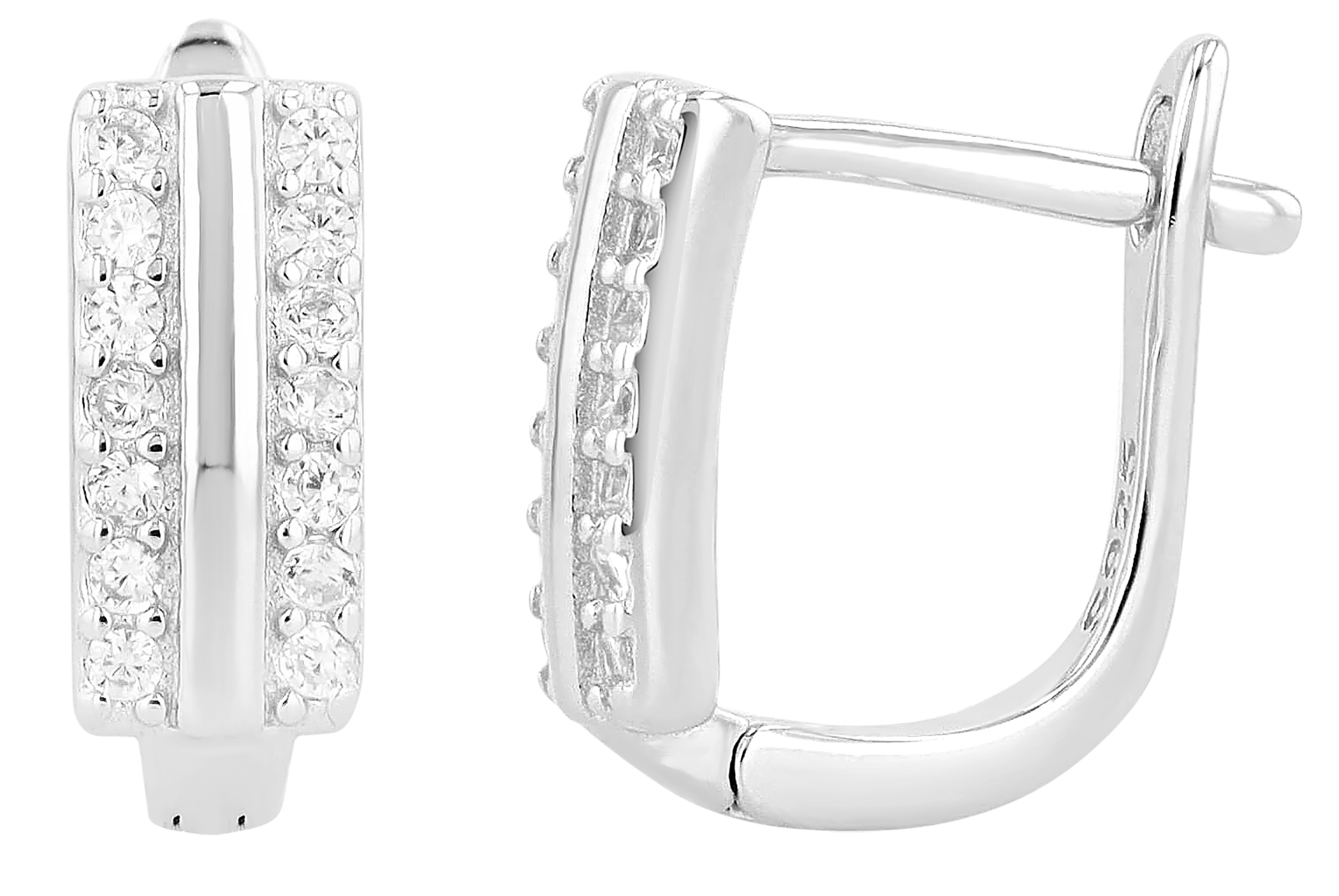 "Zia" 925/- Echt Silber Creole mit Zirkonia, silberfarben rhodiniert