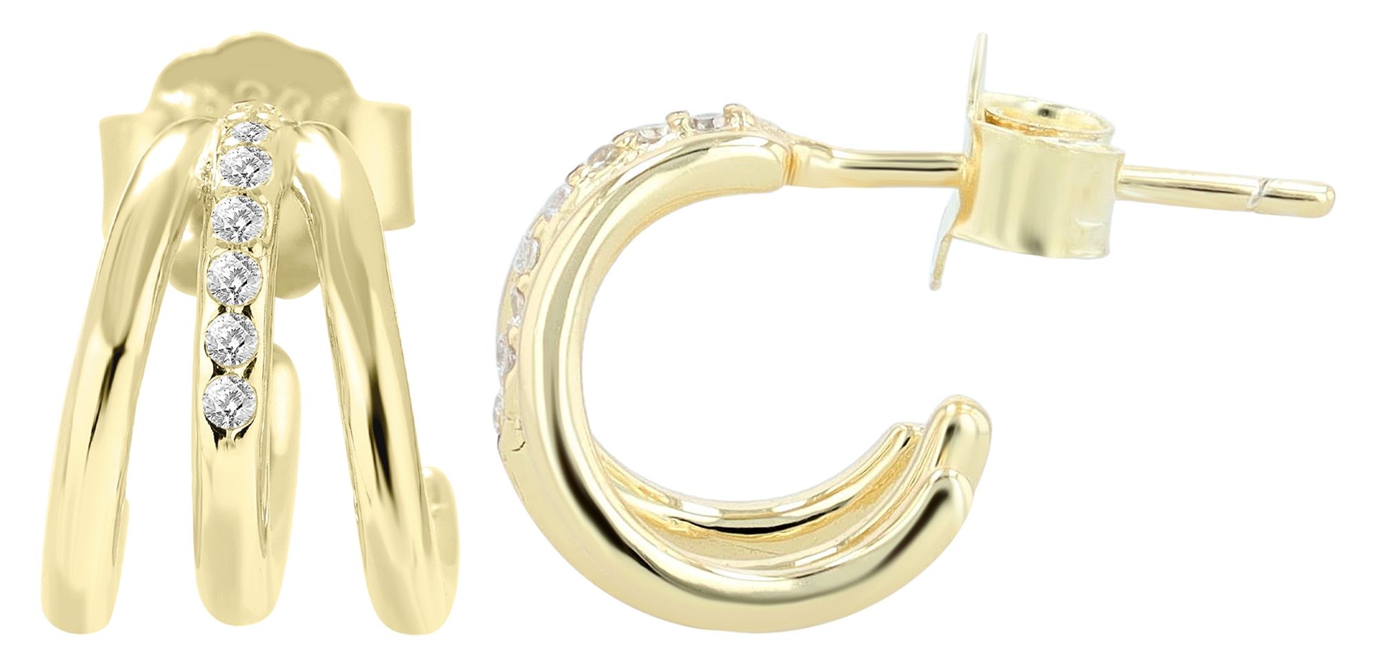 "Carina" 925/- Echt Silber Creole mit Steckverschluss, Zirkoniabesatz, vergoldet