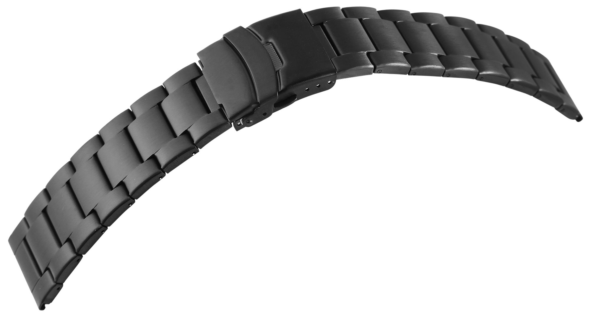 Edelstahl-Uhrenarmband, schwarz, mattiert, 20 mm