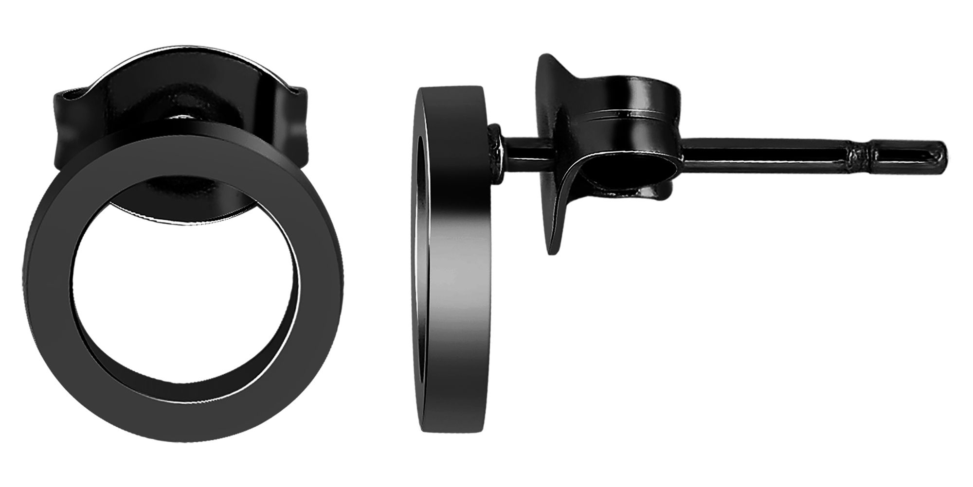 Akzent Ohrstecker aus Edelstahl, rund, schwarz