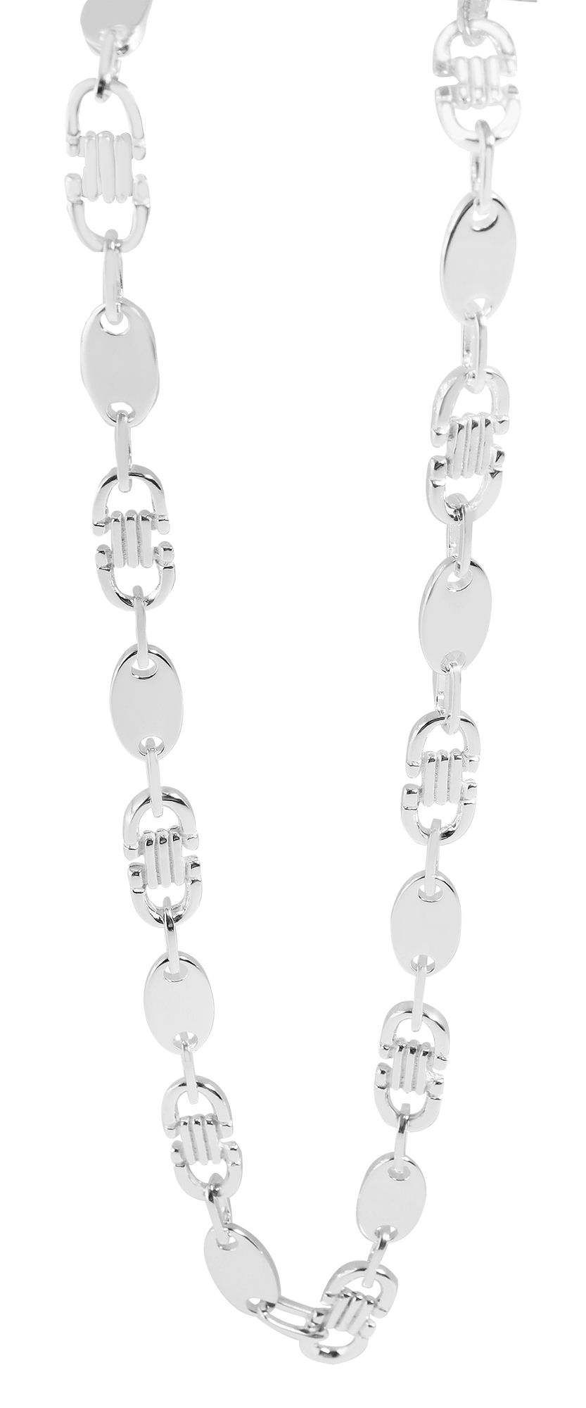 "Lore" 925/- Echt Silber rhodiniert, Plattenkette, weiß, 60 cm / 8 mm