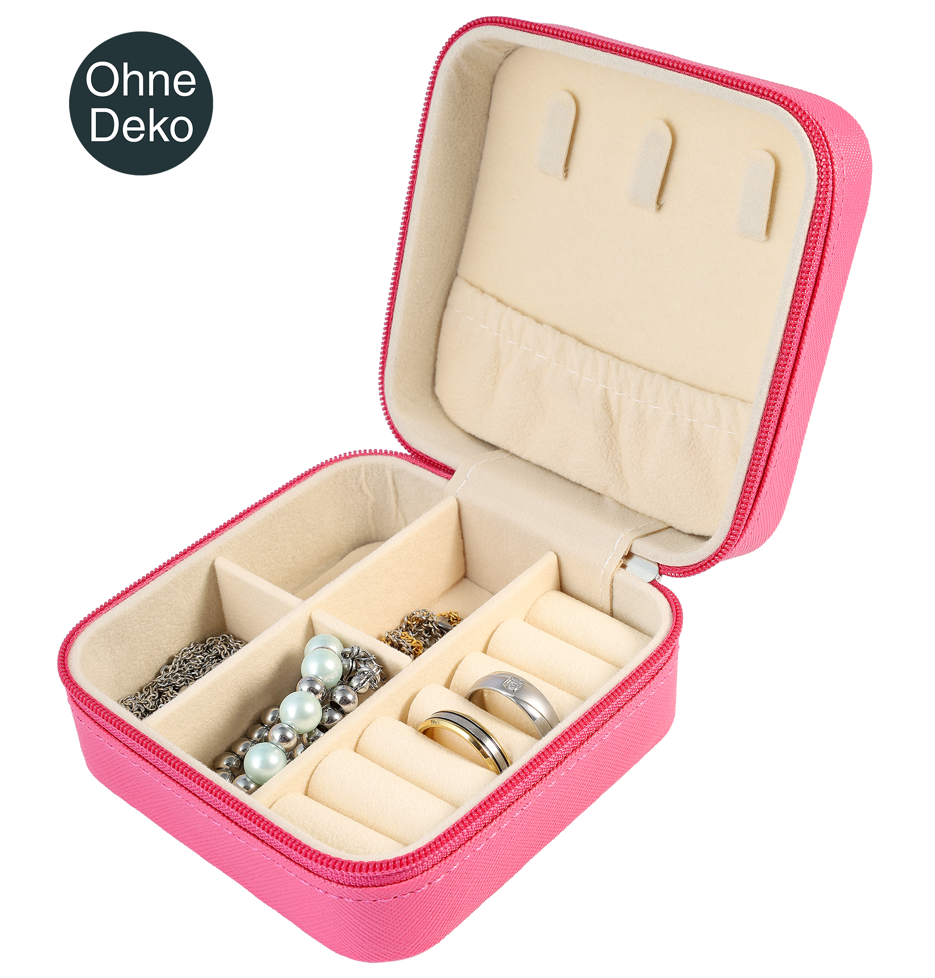 Aufbewahrungsbox für Schmuck/ Schmuck-Etui, 10 x 10 cm, pink