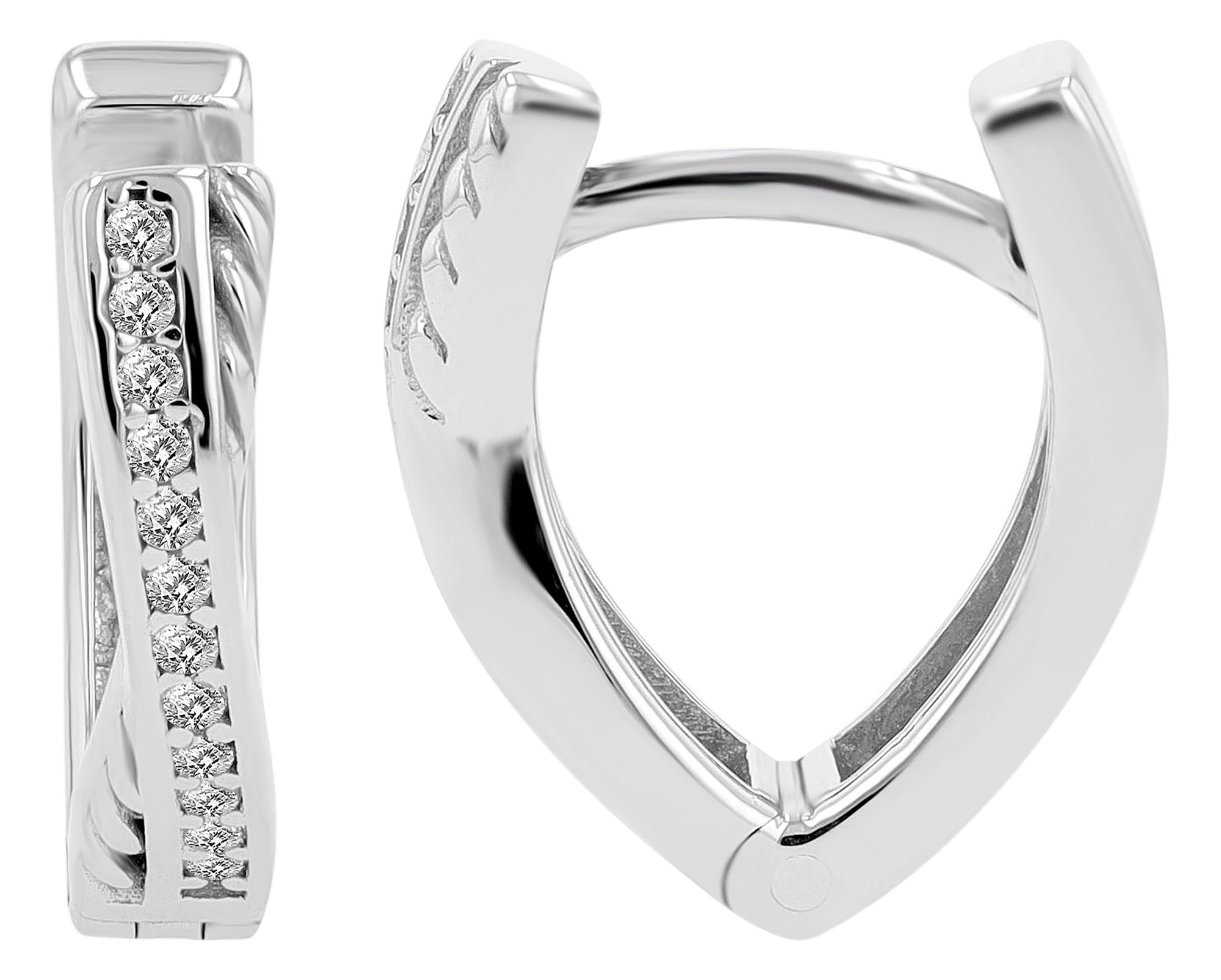 925/- Echt Silber Klapp-Creolen "Asalea", Tropfen, Zirkonia, rhodiniert