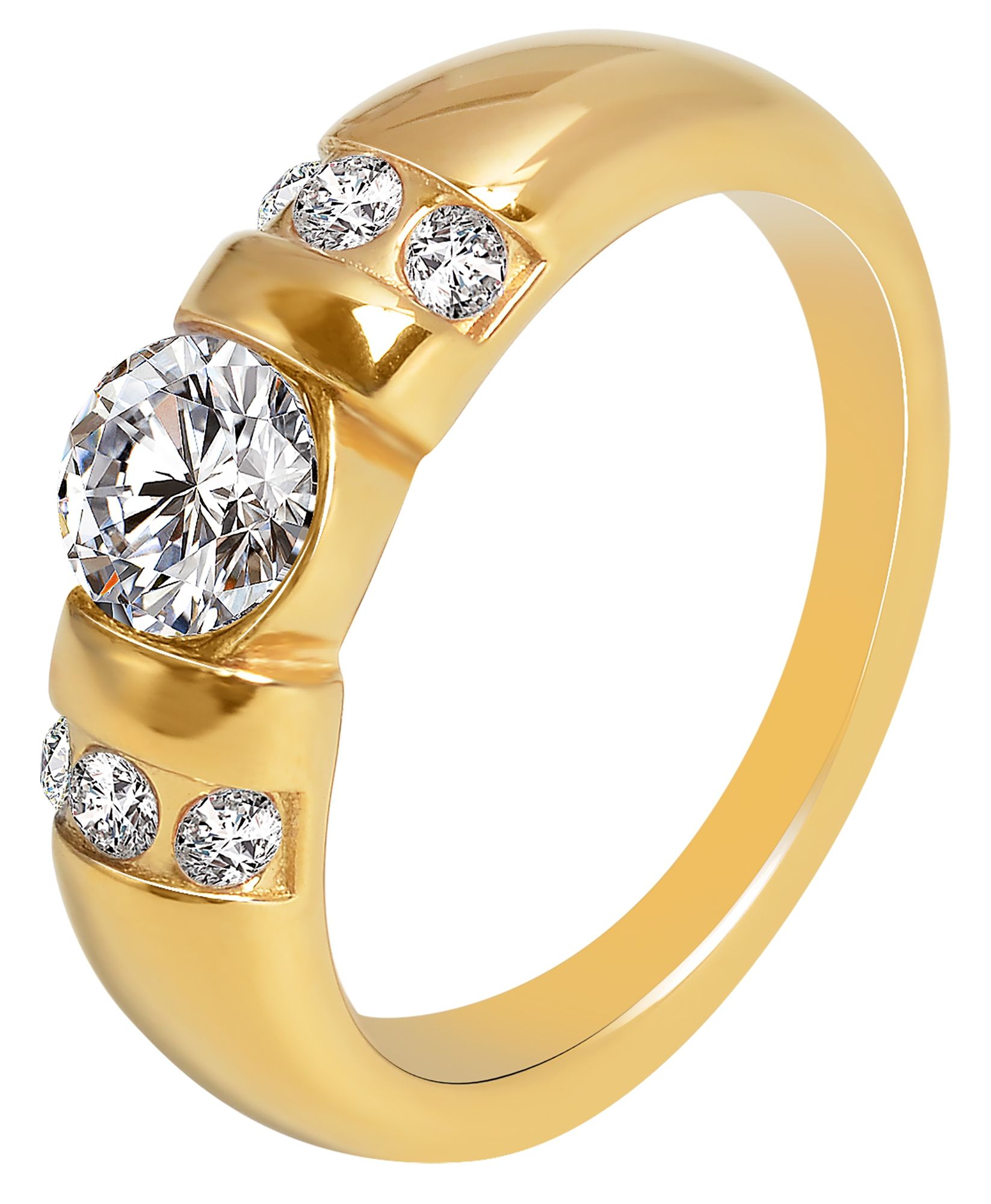 Akzent Damenring, Edelstahl, Zirkoniabesatz, goldfarben, Gr. 50