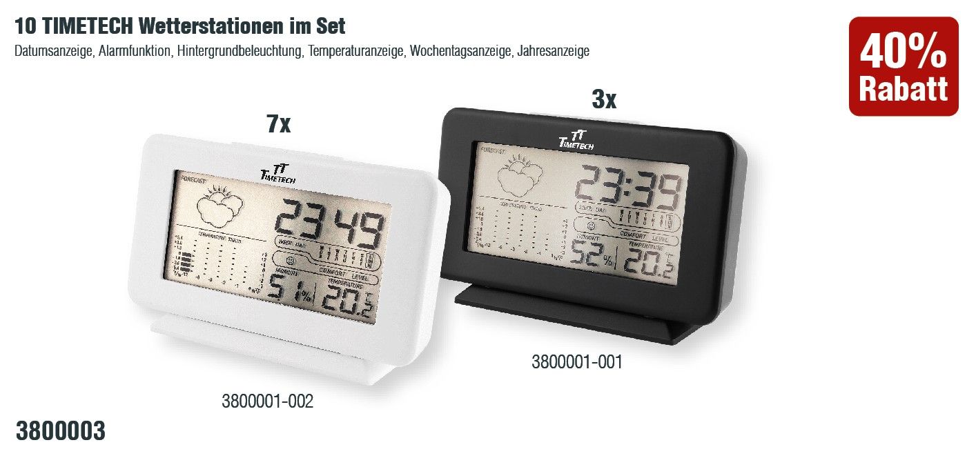 10 TimeTech Wetterstationen sortiert