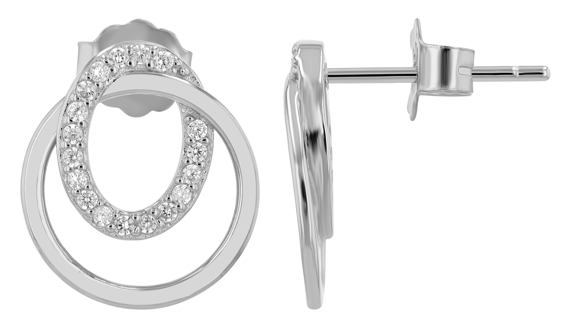 "Dea" 925/- Echt Silber Ohrstecker mit Zirkonen, silberfarben rhodiniert