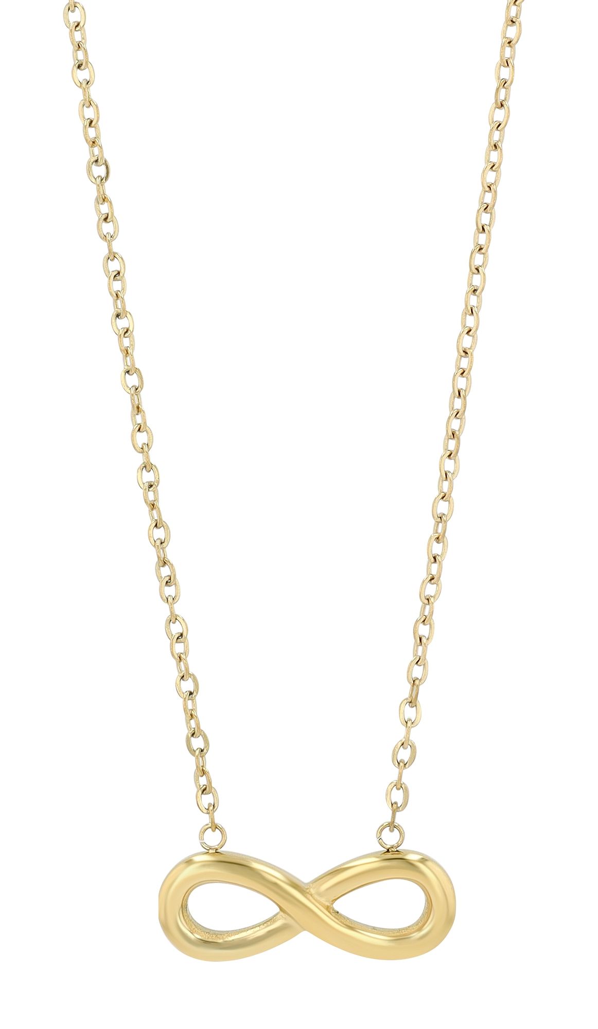 "Suki" . Infinity, Edelstahlkette (42 + 5 cm) mit Anhänger, IP Gold