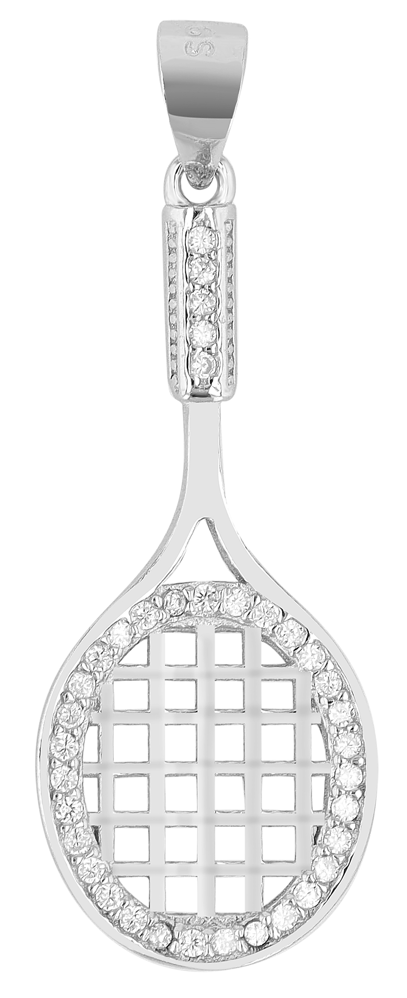 "Tony", 925/- Echt Silber Anhänger Tennisschläger mit Zirkonia, silberfarben rhodiniert