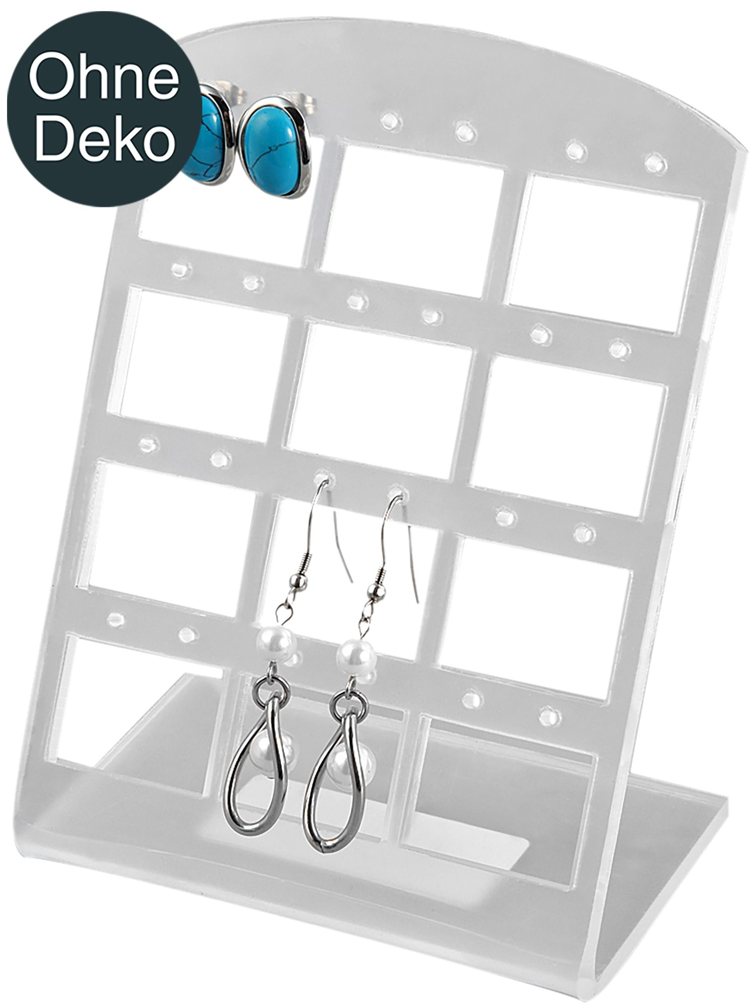 Display für 12 Ohrringe (Dekoserie Shiny), Kunststoff, 13,5 cm, transparent