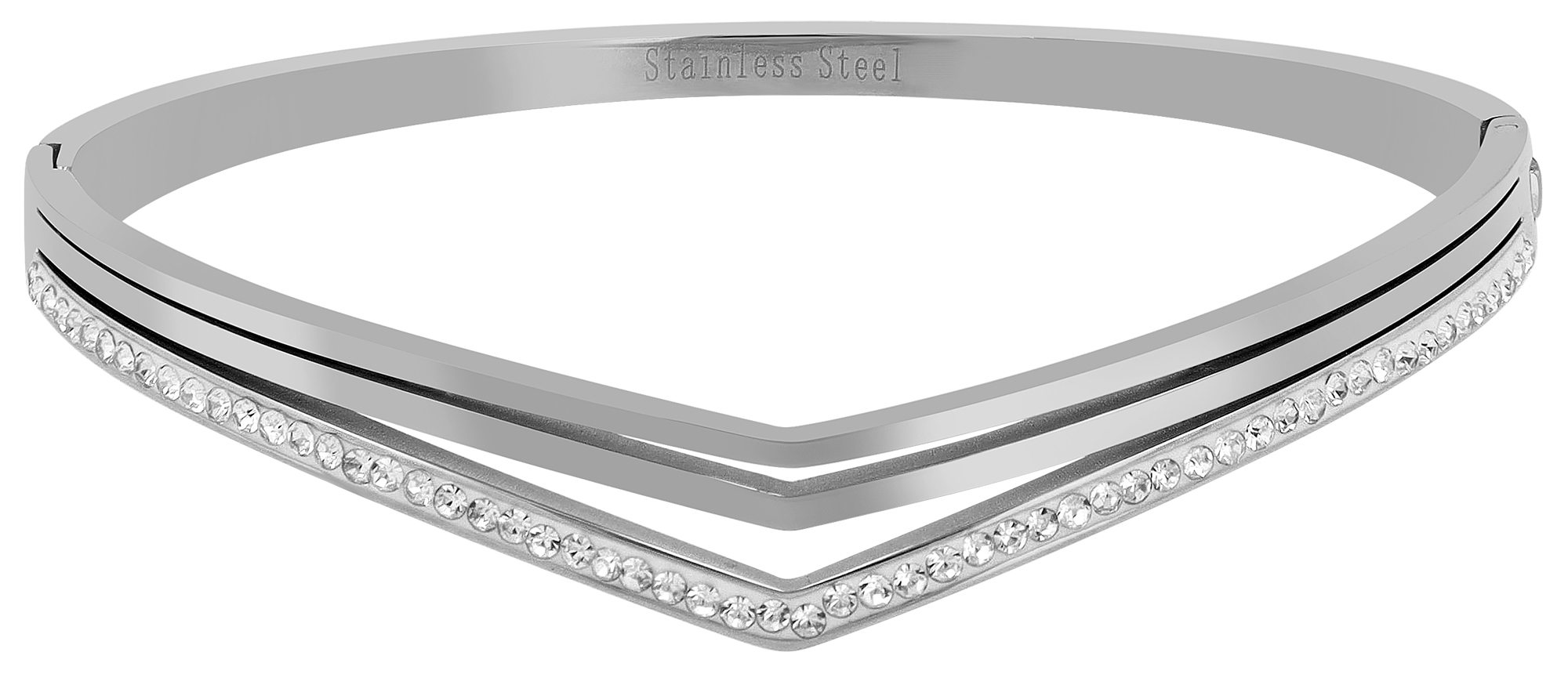 "Ylvaine" Edelstahl Armreifen, Similibesatz, silberfarben