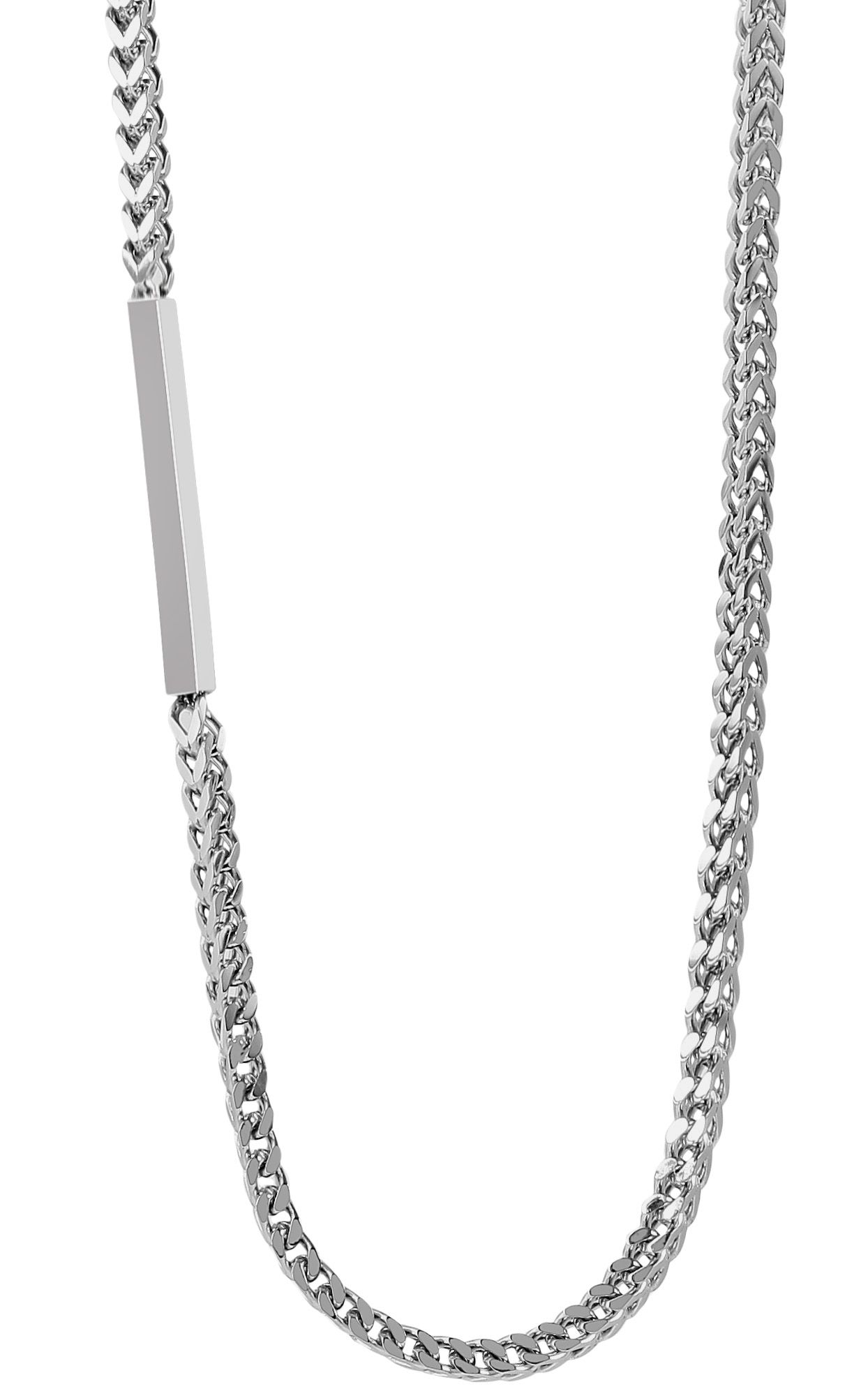 "Franky", Akzent Vierkant-Francokette aus Edelstahl, silberfarben, 50 cm
