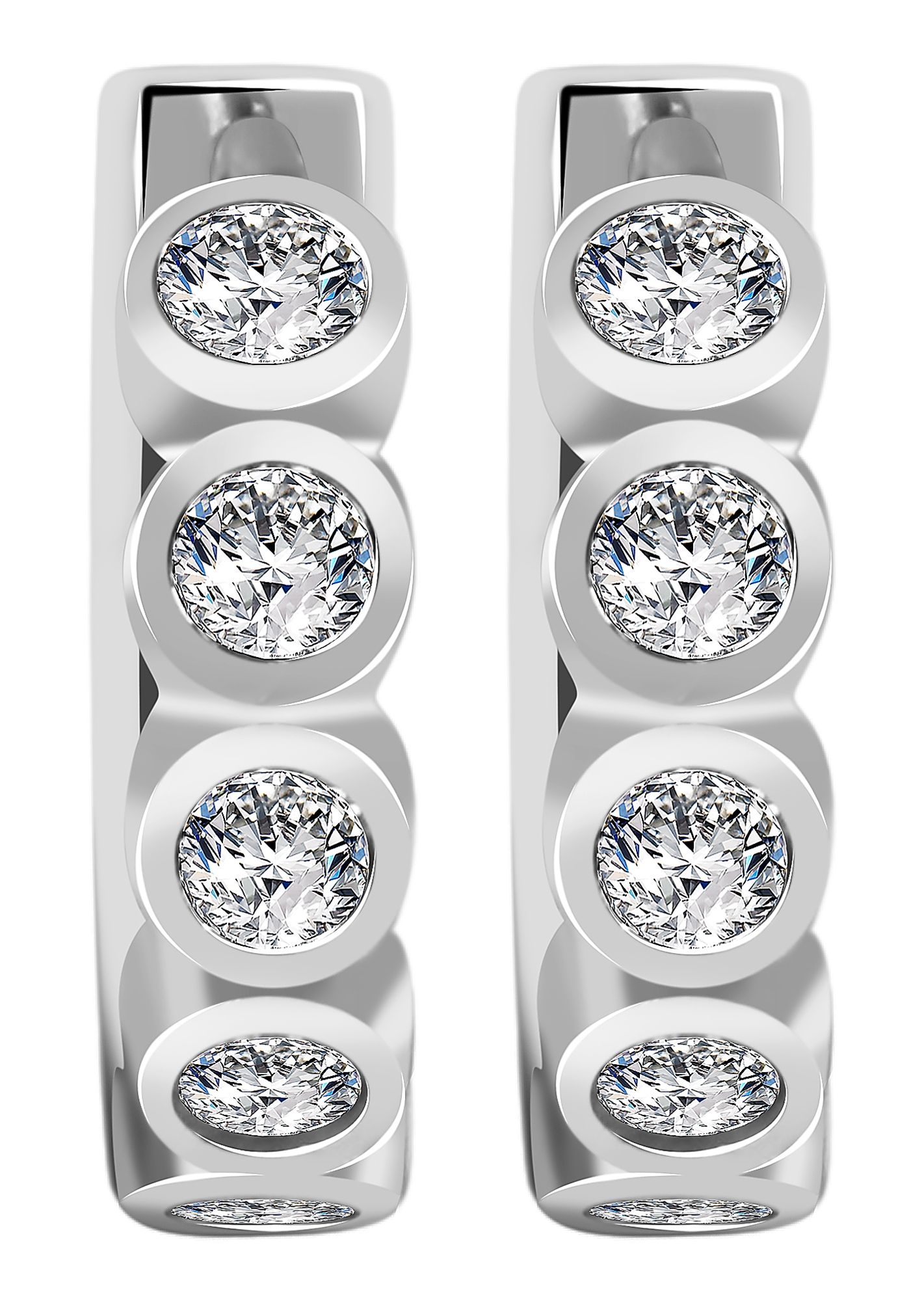 925/- Echt Silber Klapp-Creolen "Avaline" mit Zirkoniabesatz, 925/rhodiniert