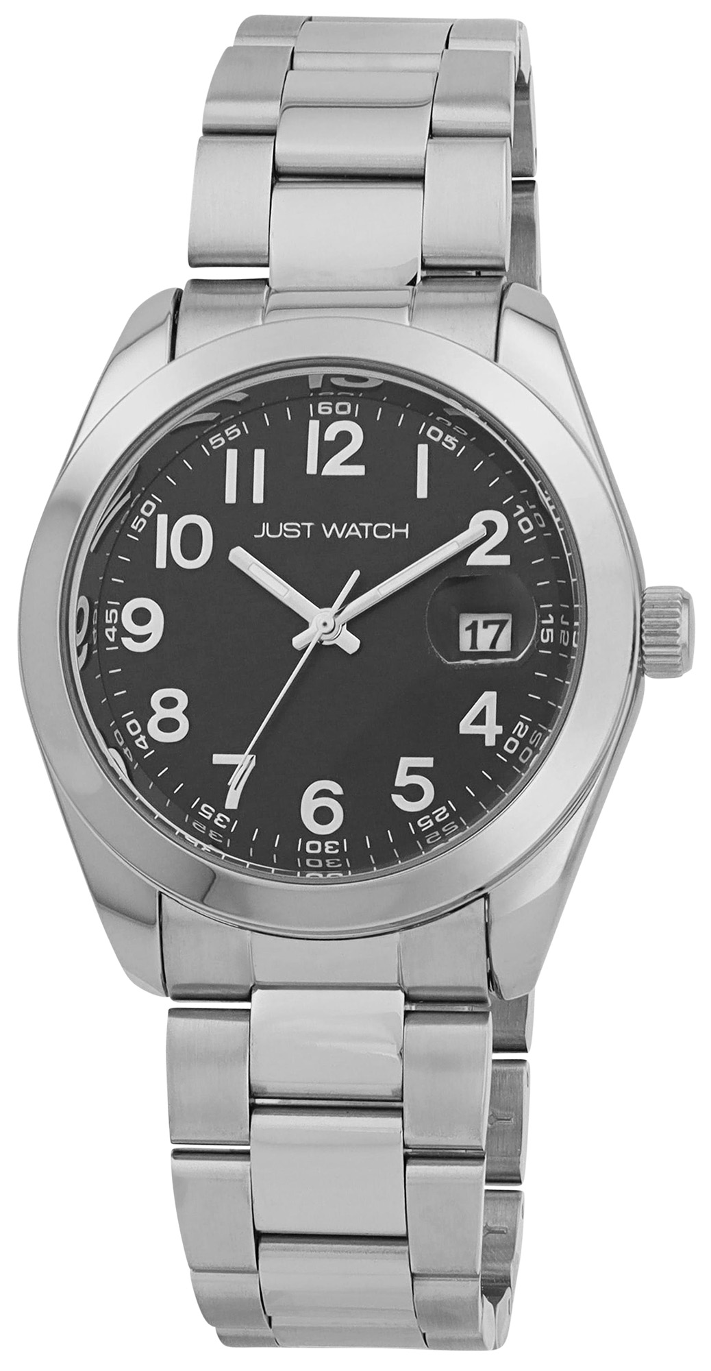 JUST WATCH Herrenuhr "Mats" mit Edelstahlband, Ø 41 mm, silberfarben/schwarz, 5ATM