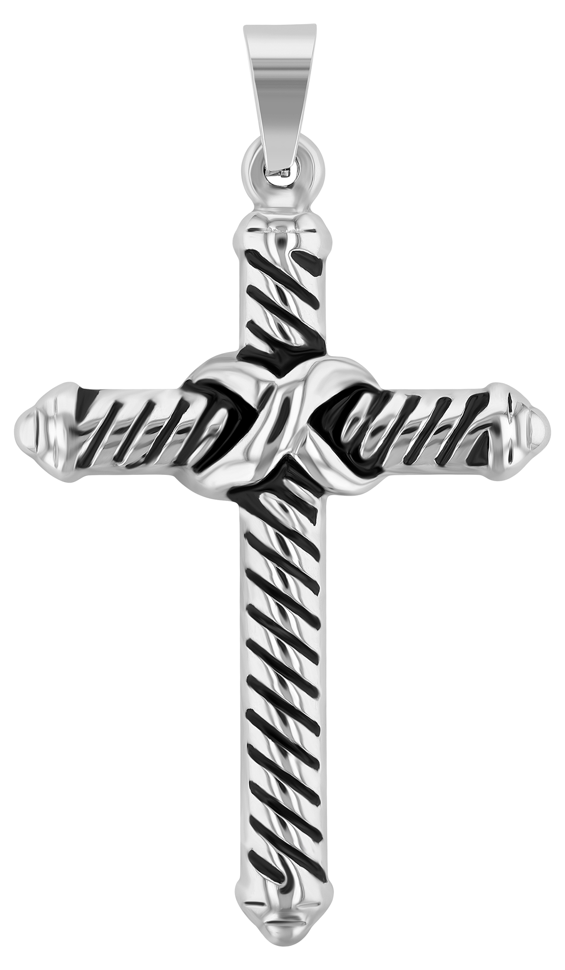 "Jhon", Edelstahlanhänger, Kreuz, bicolor silberfarben/schwarz