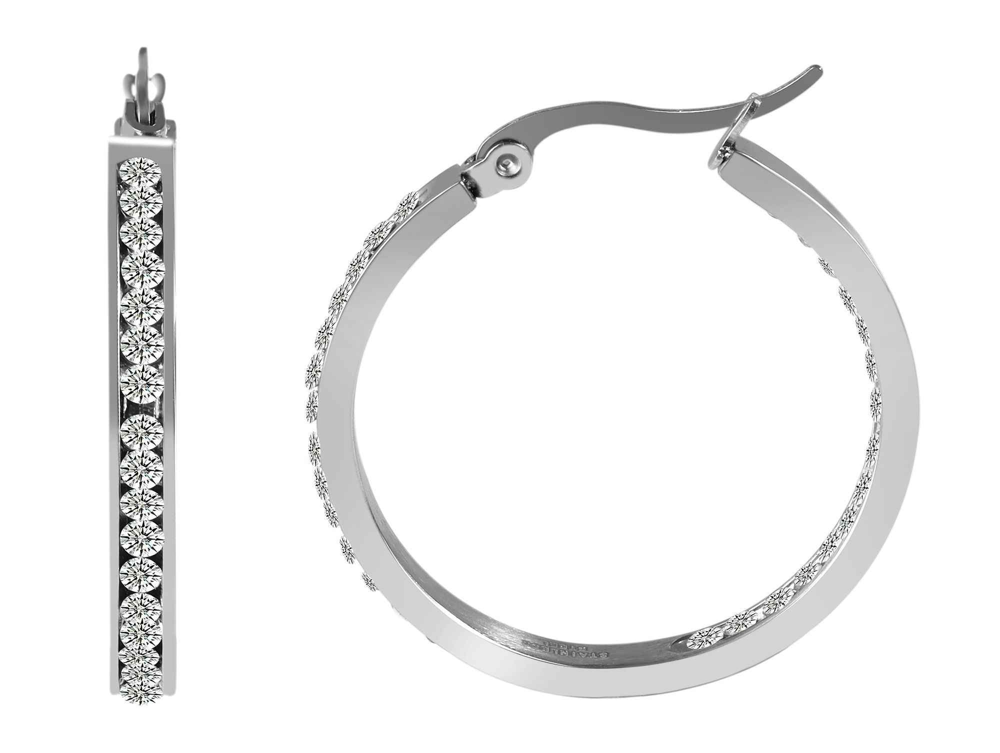 Akzent Edelstahl Creolen, silberfarbig