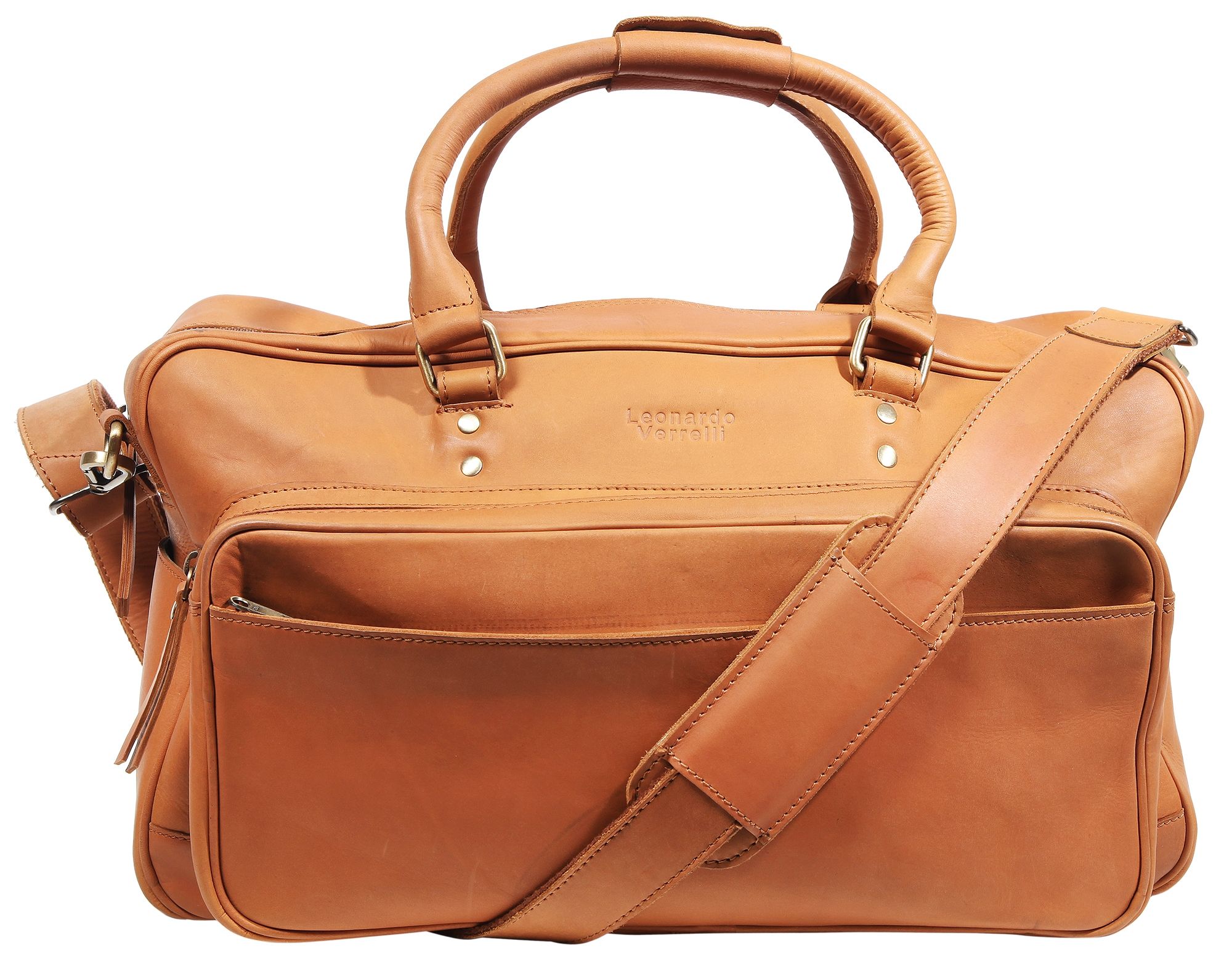 Leonardo Verrelli Echt Leder Tragetasche Handtasche, Braun