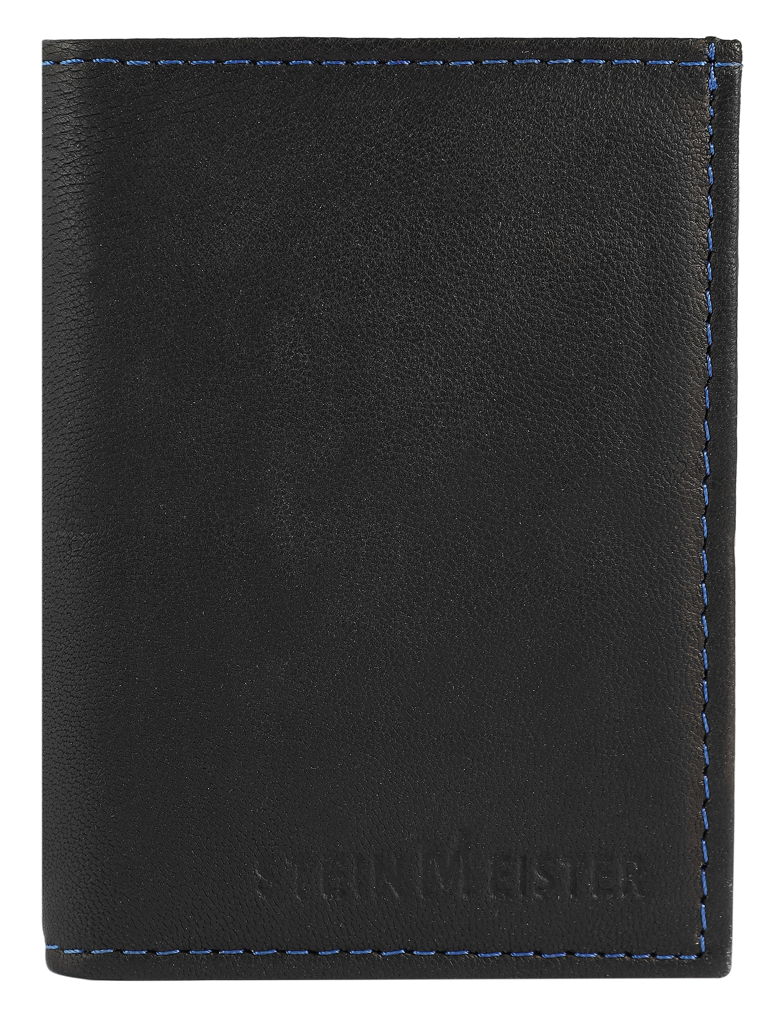 Steinmeister Mini-Geldbörse aus Echtleder, Hochformat, schwarz/blau