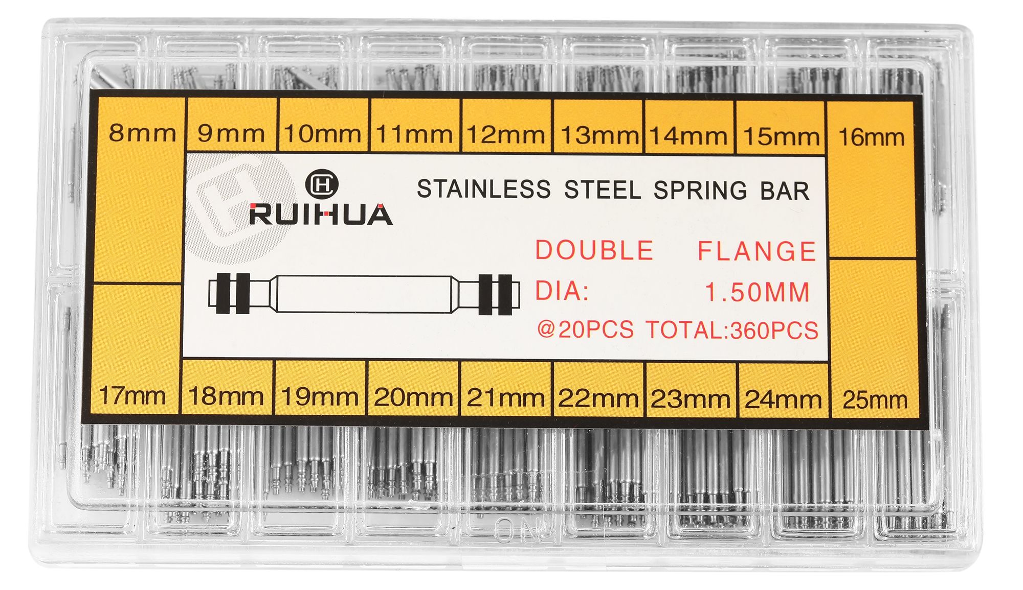360-teiliges Federsteg-Sortiment (Ø 1,5 mm) - 8 mm bis 25 mm