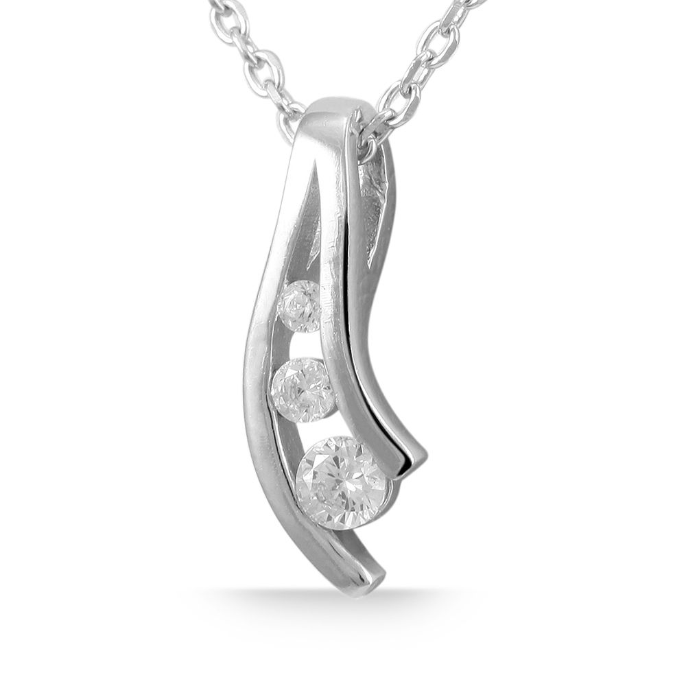 925/- Echt Silber Anhänger ohne Kette "Nialla", Zirkoniabesatz in Zargenfassung, 925/rhodiniert