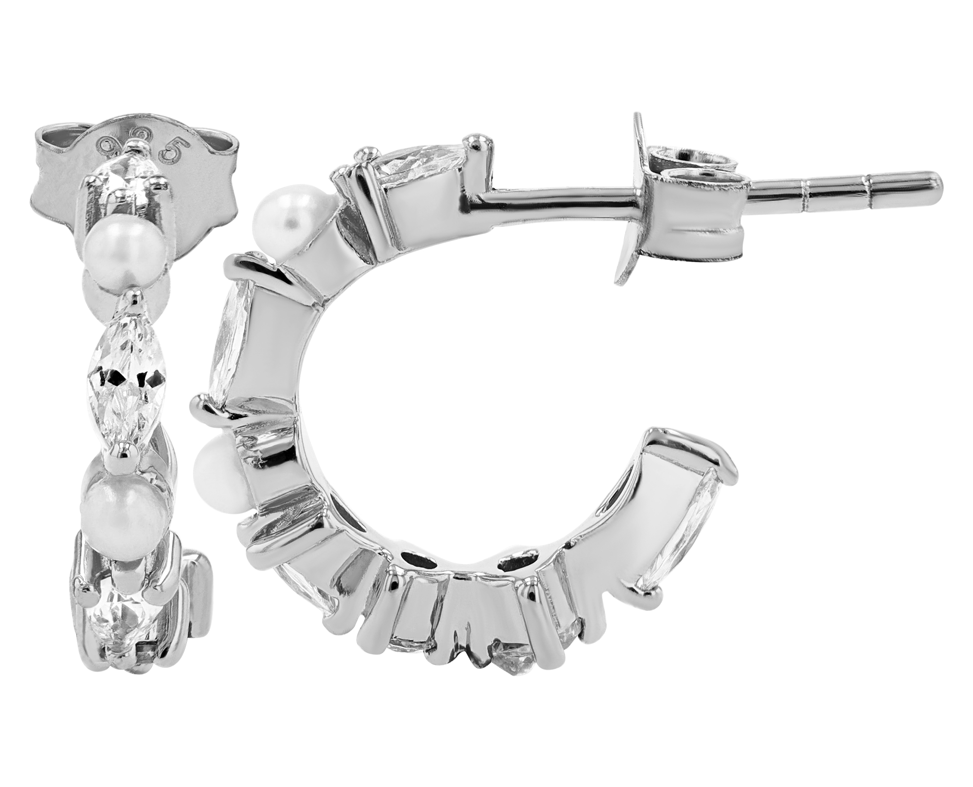 Sif Jakobs Jewellery 925/- Echt Silber Halbcreole "Adria Creolo Piccolo" Zirkonia/ Süßwassrperlen, rhod.