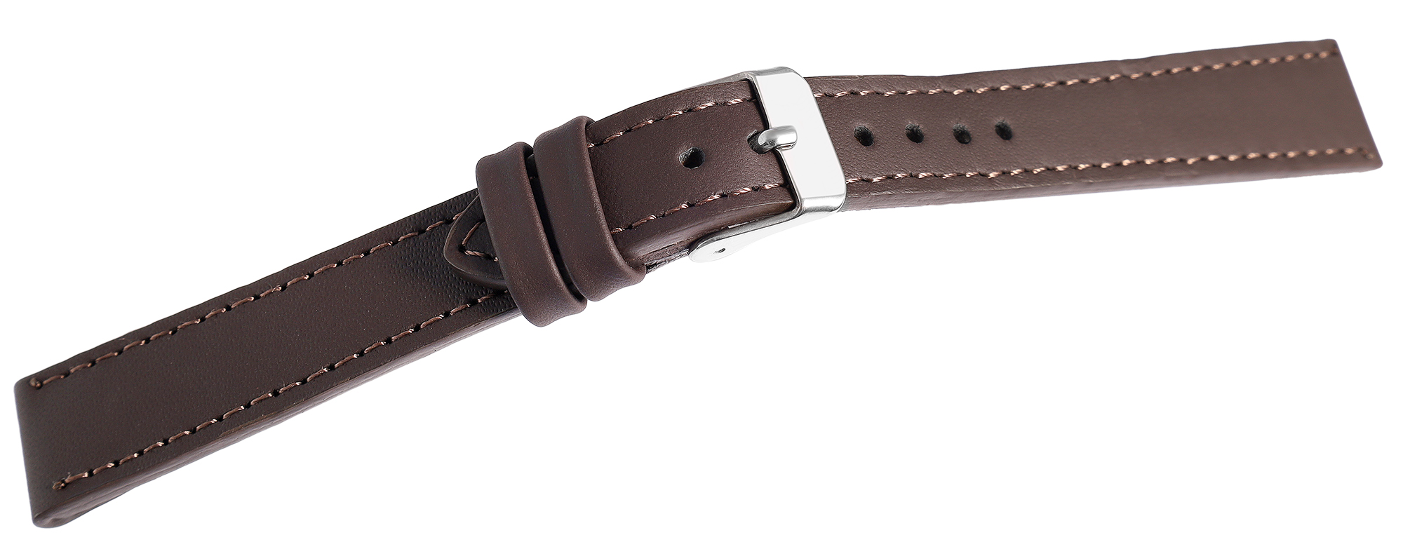 Echtleder Uhrenarmband, dunkelbraun, flach, VE-6, 14 mm